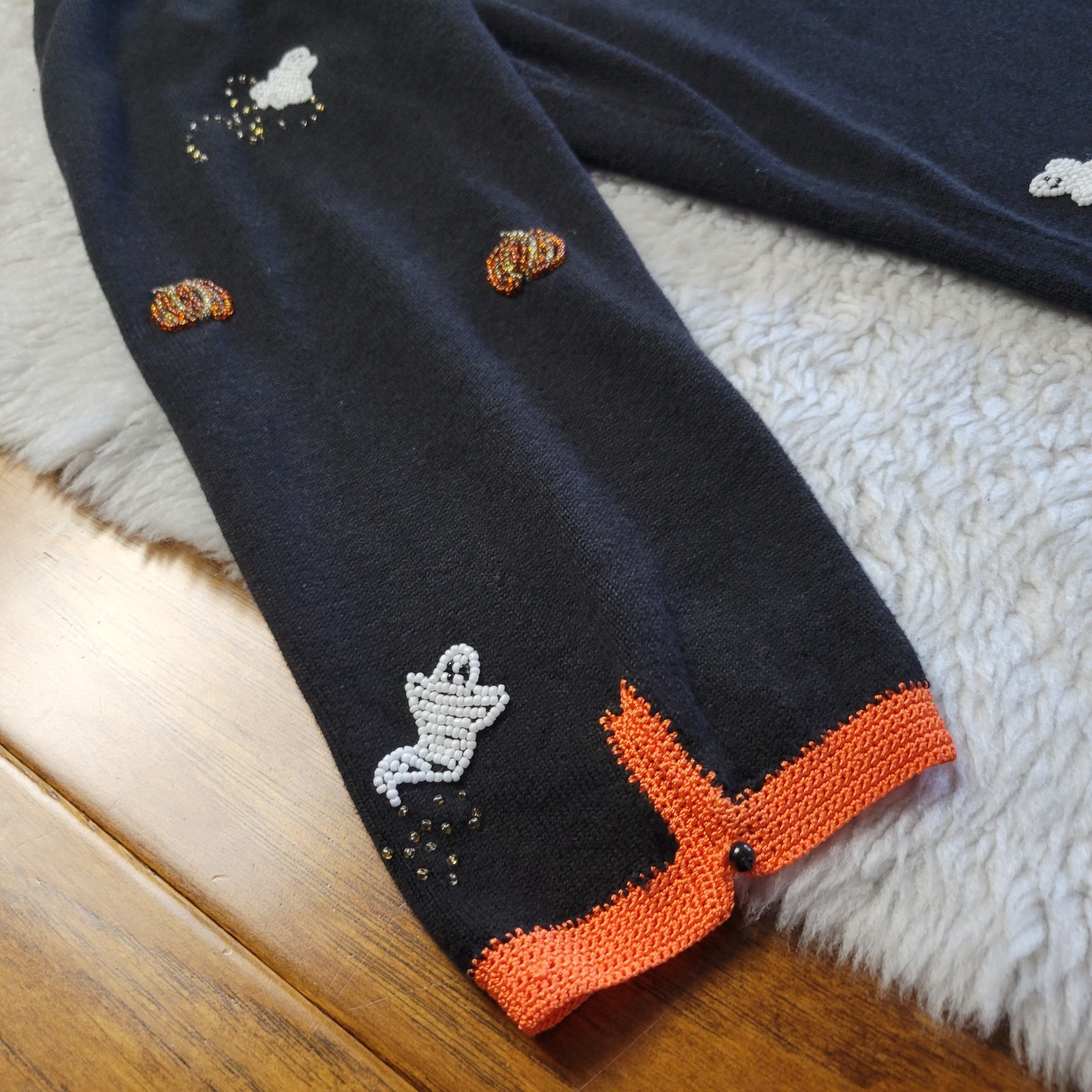 BEREK Takako Sakon Vintage Halloween Sweater Women’s Small Beaded Black