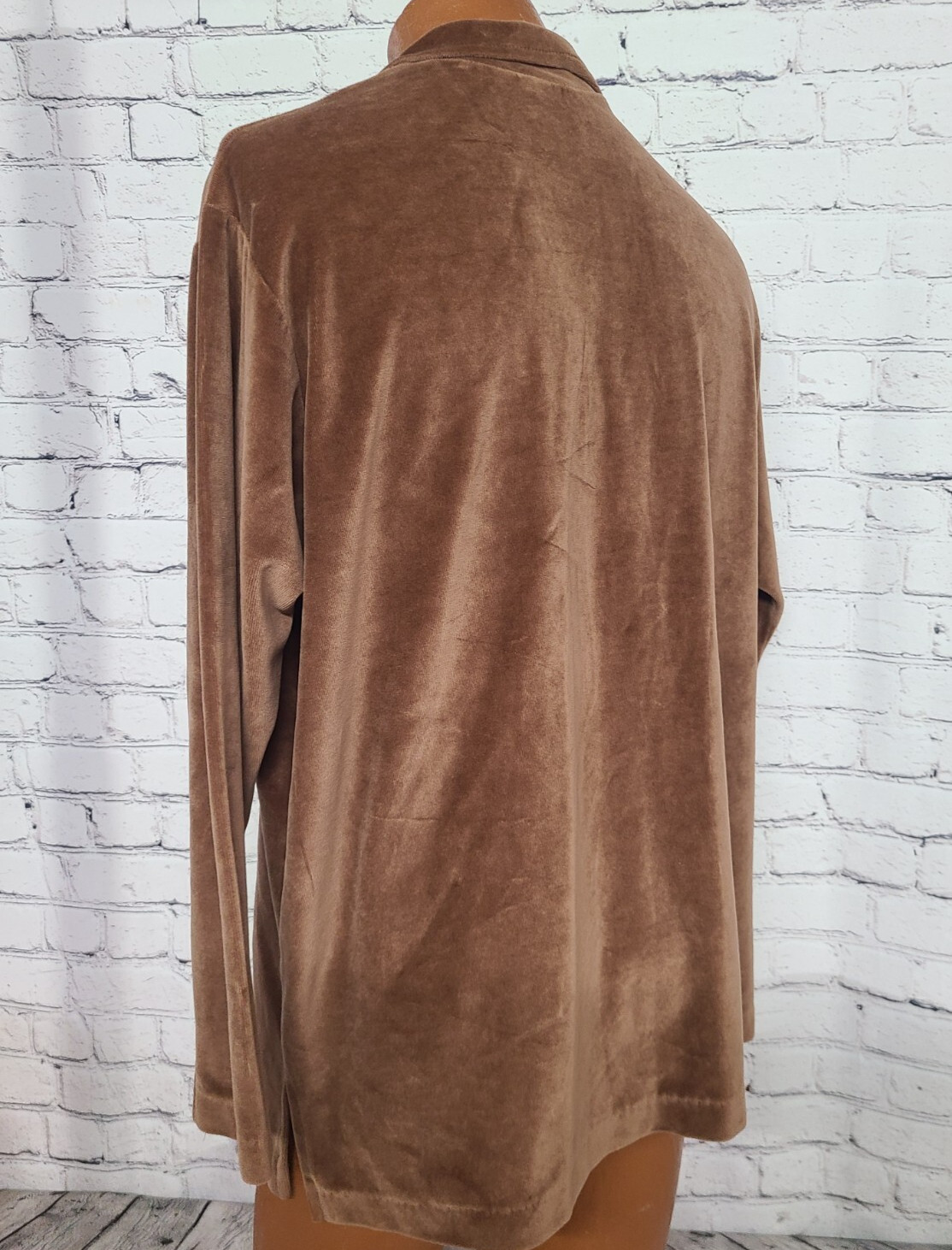 1970s Vtg Gertrude Davenport Women’s Shirt Collar Velour Long Sleeve Extra Large