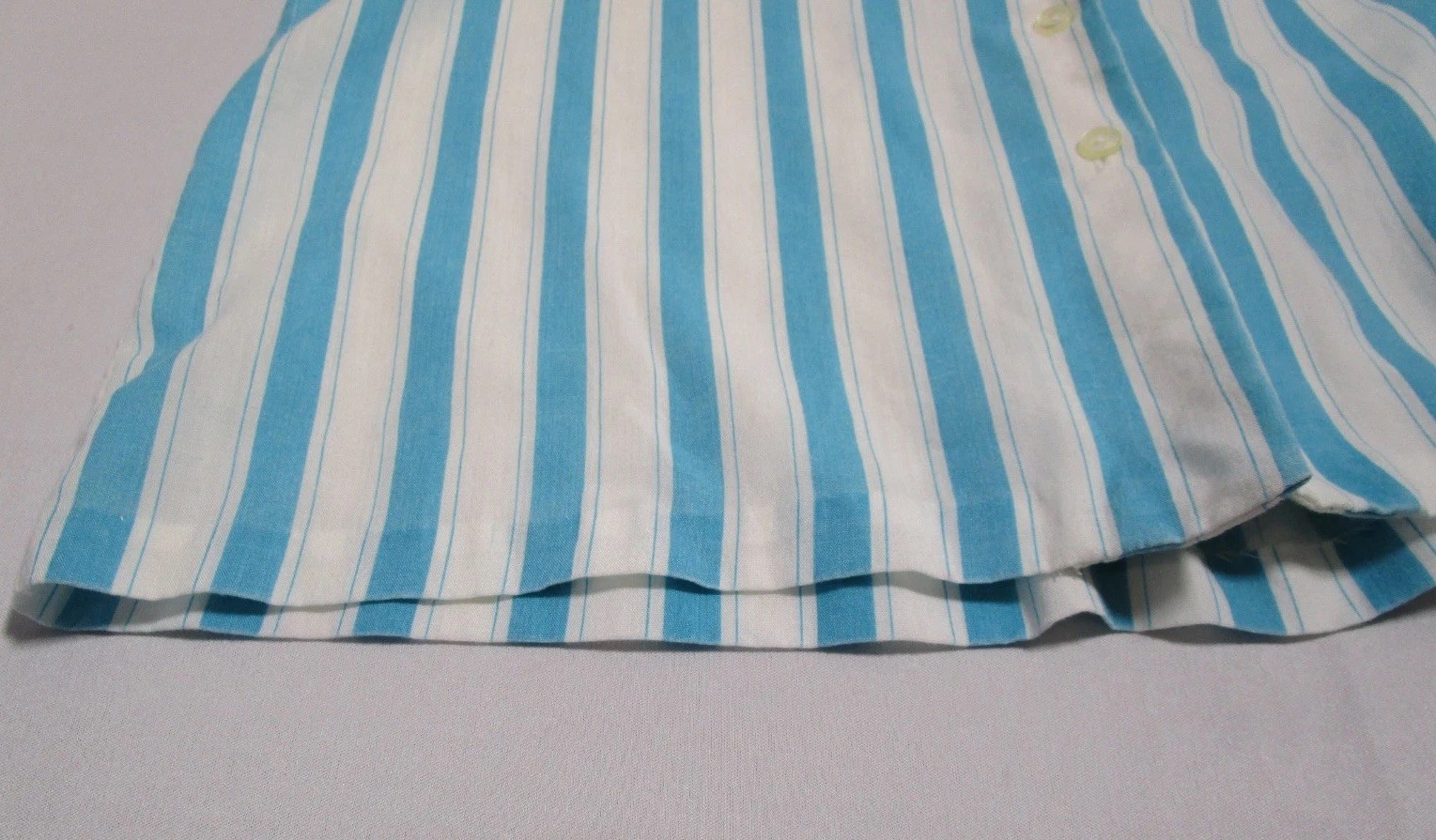 Handmade Vintage Single Stitch Light Turquoise Button Up Short Sleeve Blouse L