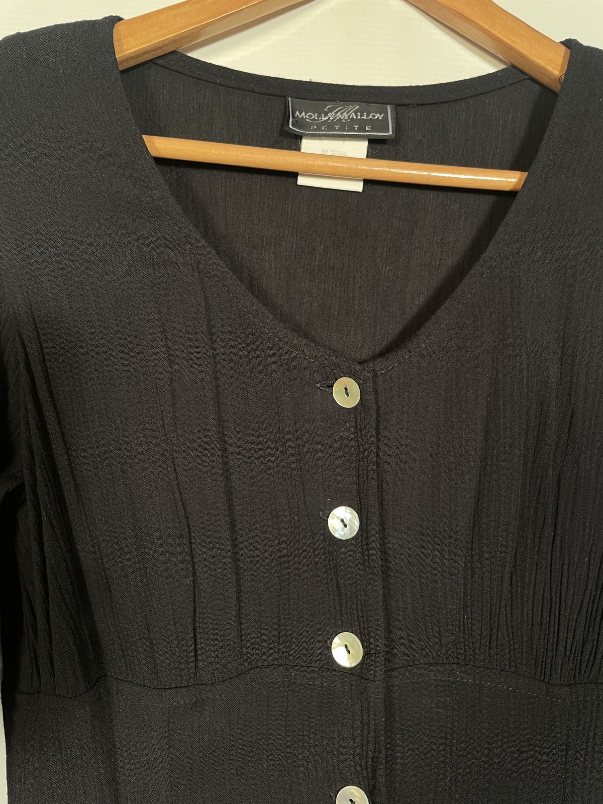 Vintage 1990s Button Front Black Midi Dress Made In USA Size M