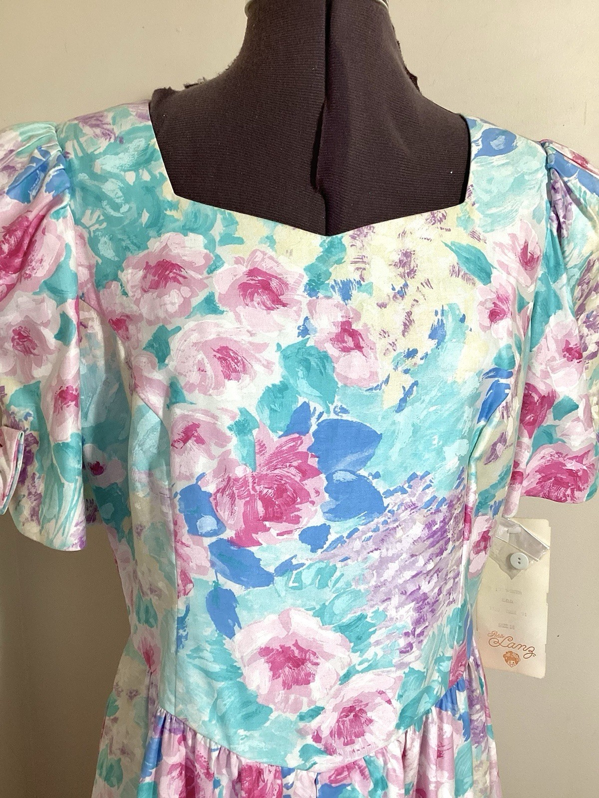 Lanz Petite Deadstock 80s 90s Floral Party Size 14 Cotton Cottagecore Garden