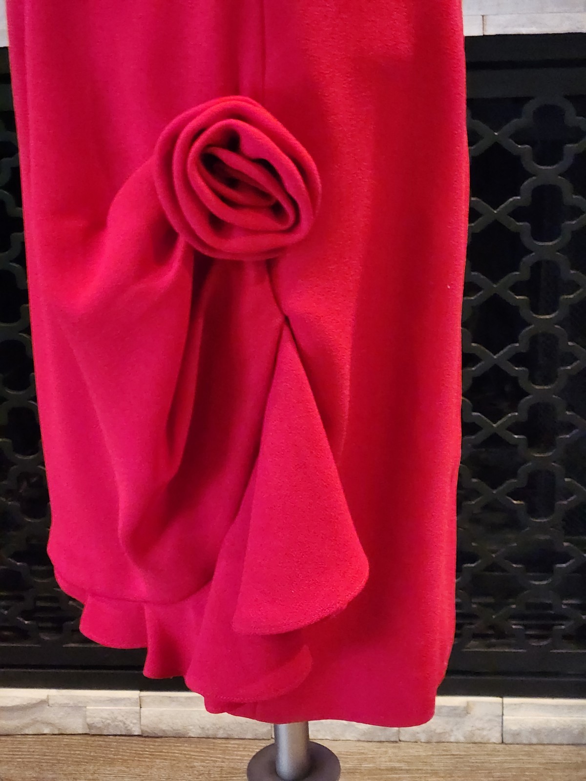 Vintage Robert Riel Saks Fifth Avenue Red Dress 3d Rose Size 6 Special Occasion