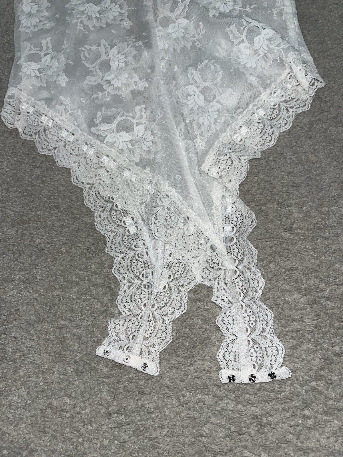 90s Gold Label Victorias Secret White Lace Bodysuit/Teddy Medium Vintage
