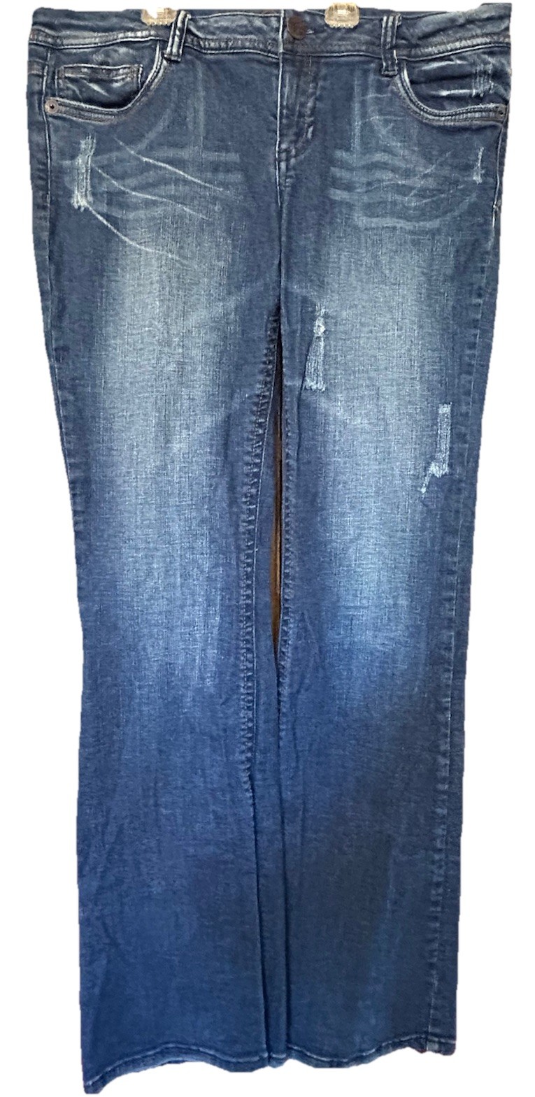 VTG Y2K Vanity Flair Leg Jeans 30 W 35 L Low Rise Pocket Button Flap Grunge