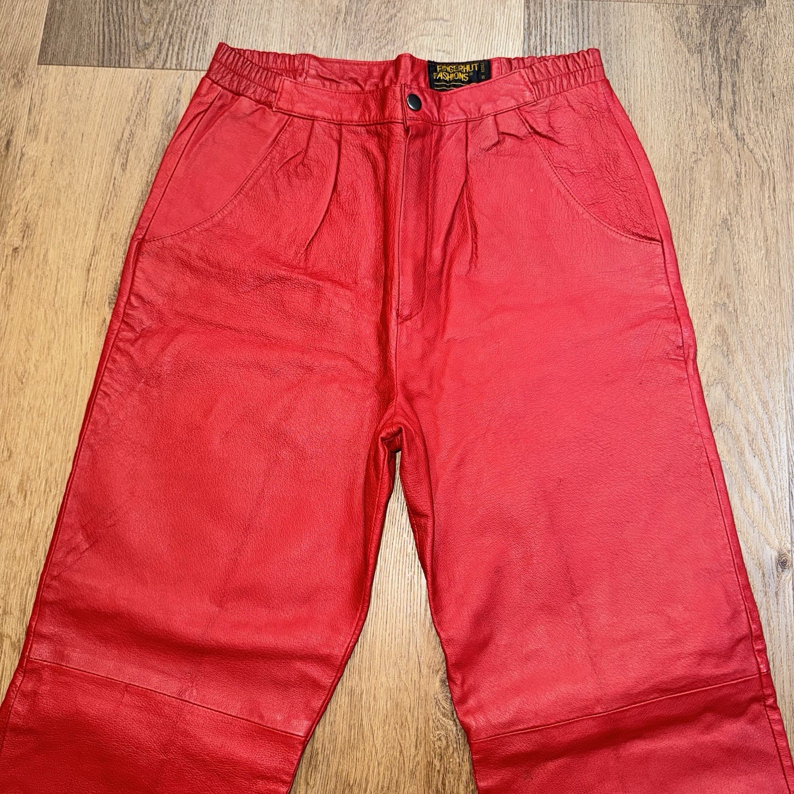 Vintage Leather Pants Womens 10 Red 1980s Rocker Grunge New Wave 80s 30 x 29