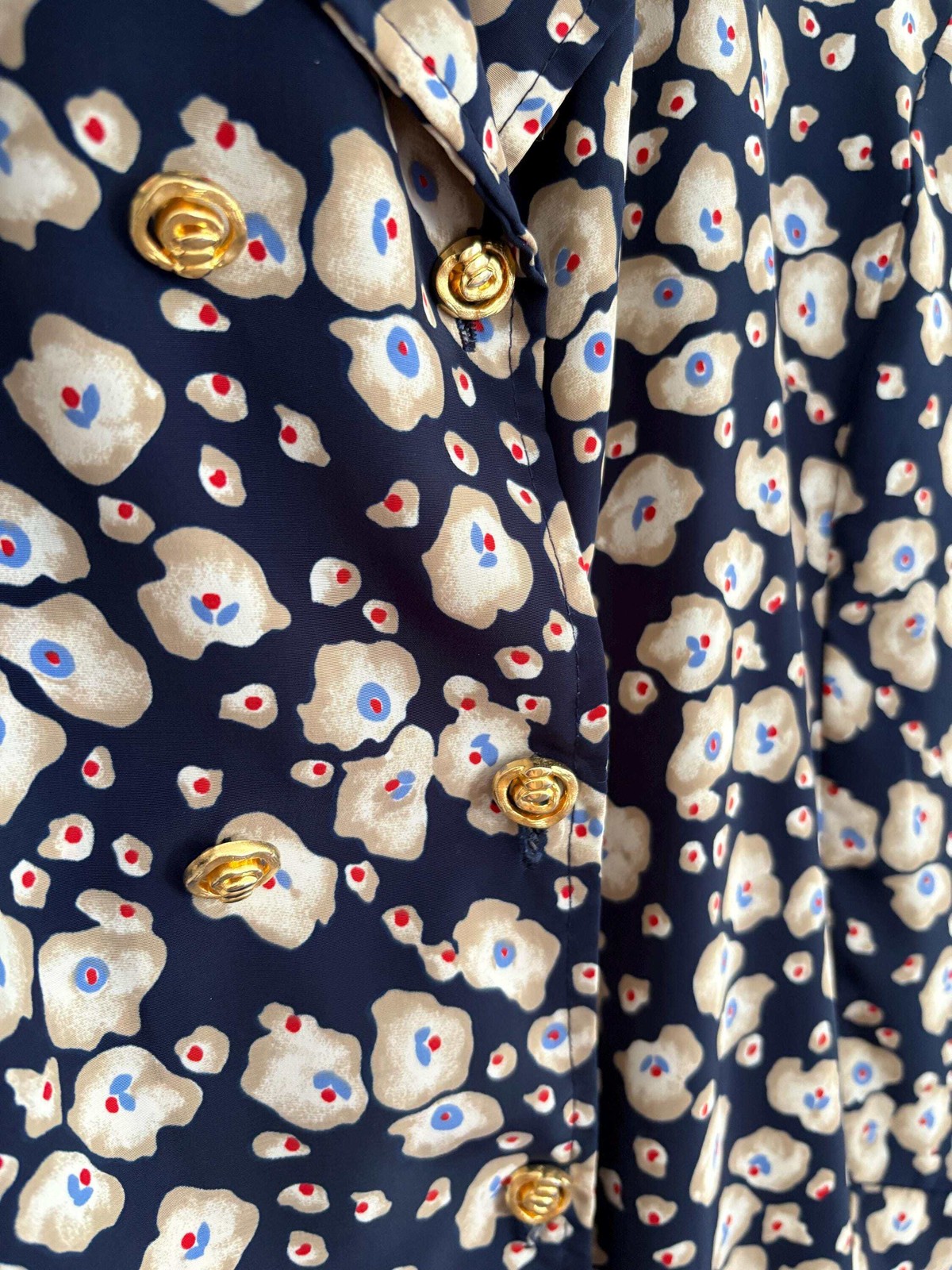 Vintage floral blue dress, Flower print housewife dress, Retro 80s woman style
