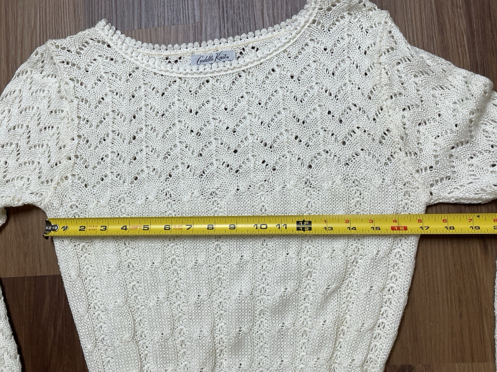 Vintage 80s NWT Cuddle Knit White Hollow-out Lightweight Sweater