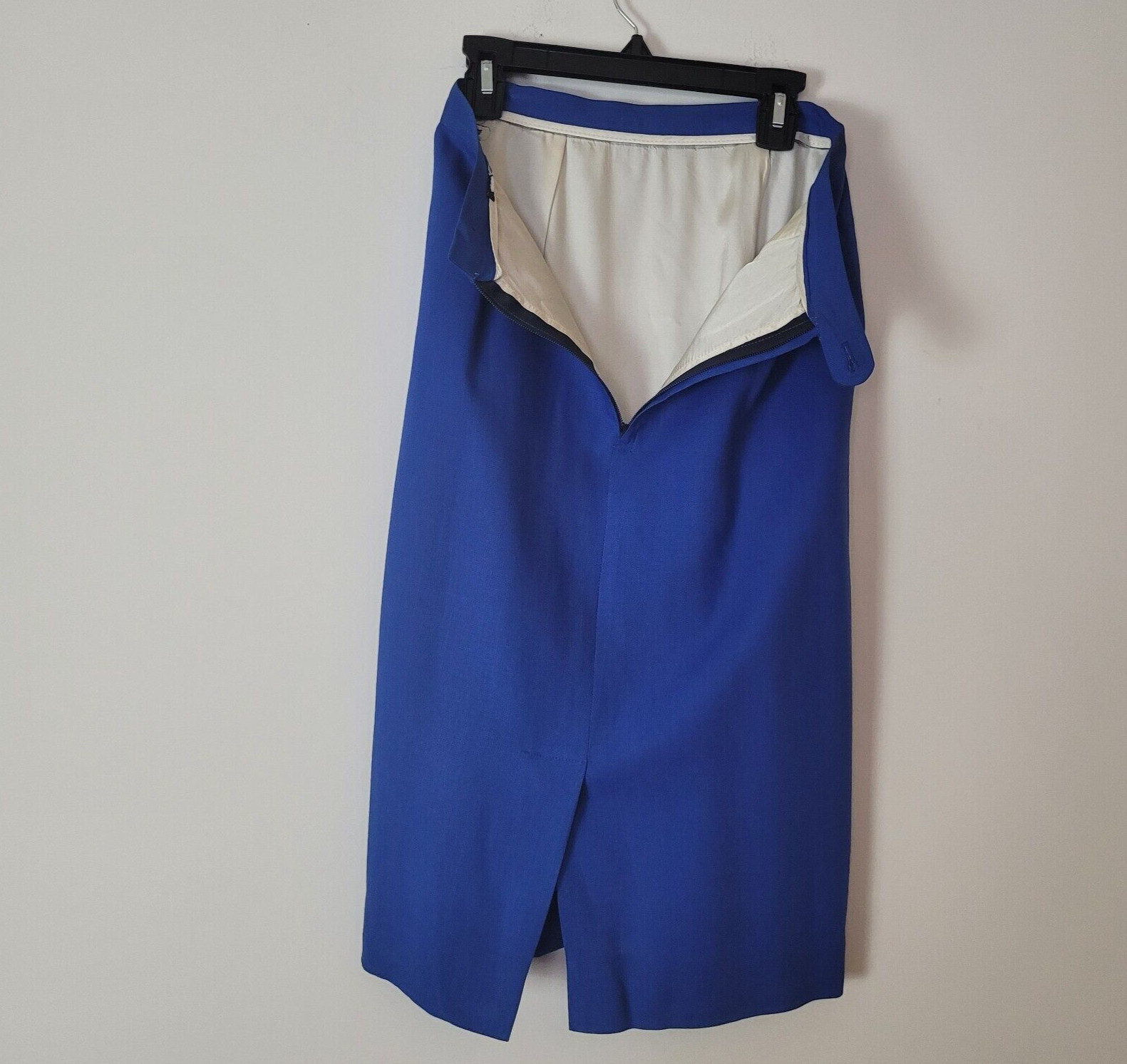 Vintage pencil Skirt Women’s XS 24″ bright blue 60s office Pinup academia cotton