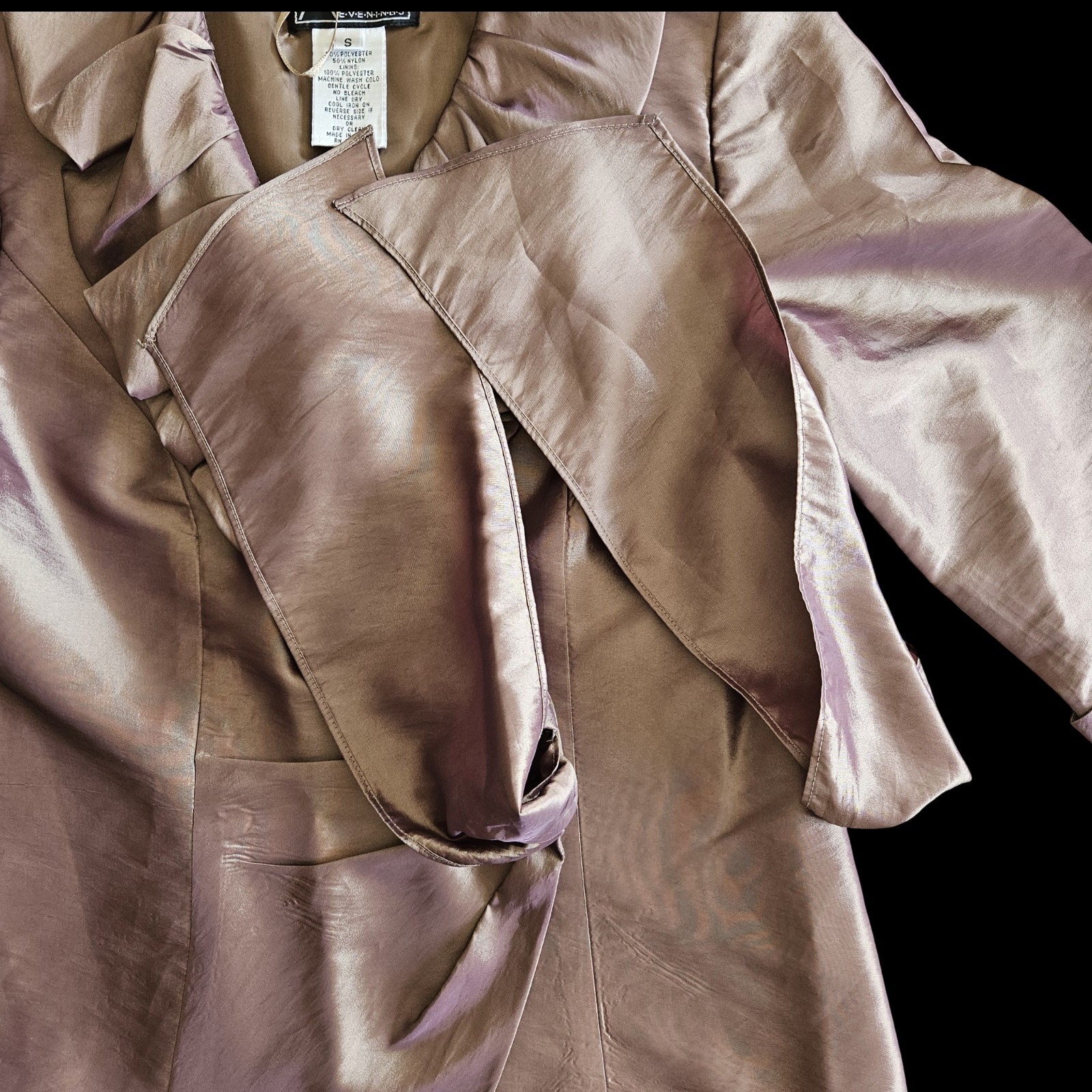 Vintage Alex Evenings Iridescent Taupe Purple Taffeta Wrap Blouse Top Size Small