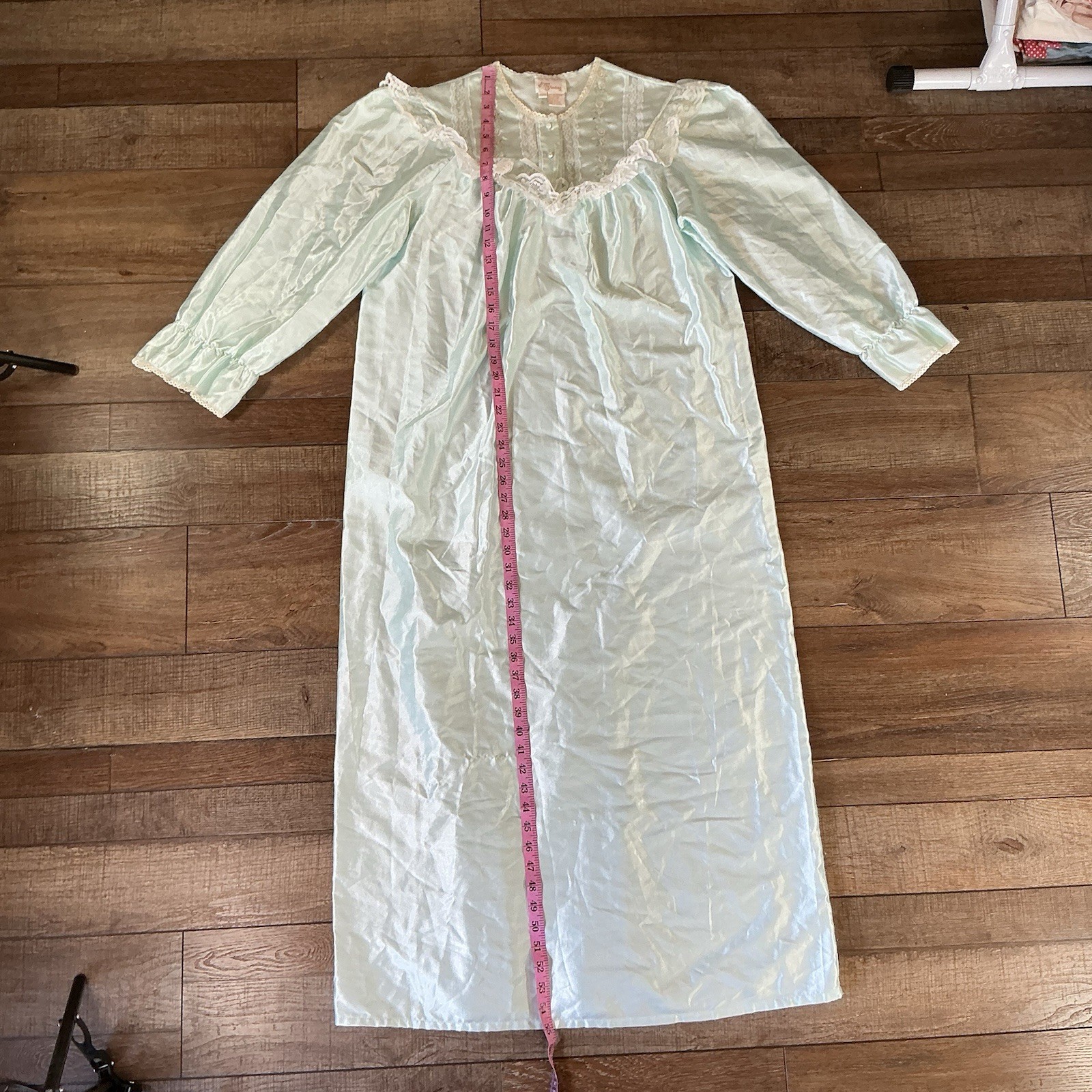 VTG Ilise Stevens Mint Lace Long Nightgown Women’s M Style 435 Sleepwear #271125