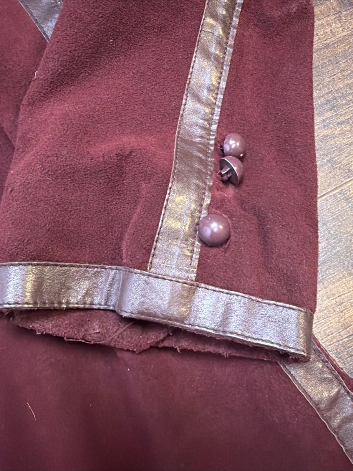 1970s Lilli Ann Vintage Burgundy Maroon Suede Jacket Military M/L