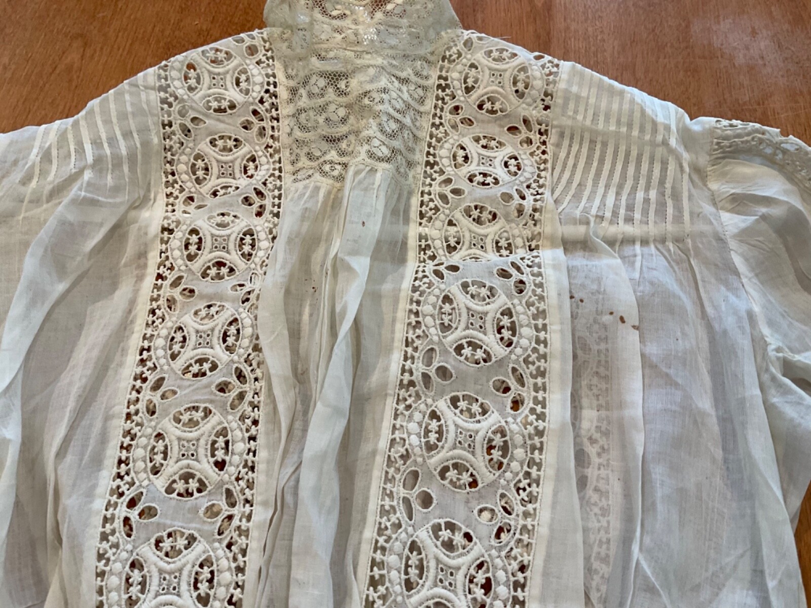 VICTORIAN EDWARDIAN SUMMER GARDEN COTTON LACE TEA WEDDING DRESS EXC XS