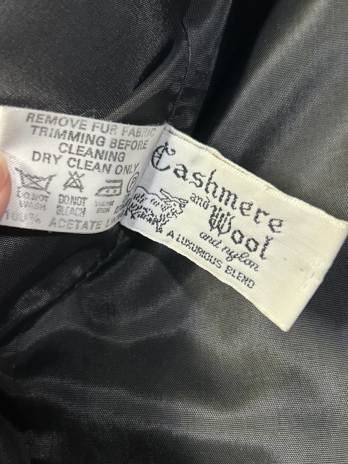 VTG Cache d’Or (Mansfield) Cashmere/Wool Coat Removable Faux Collar Glam L 12