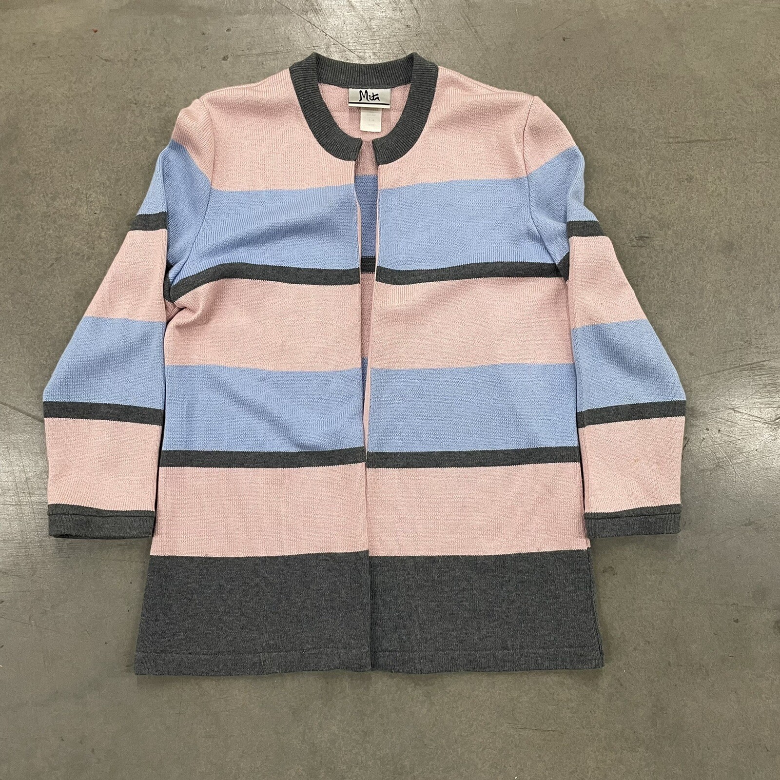 Vintage Cotton Candy Pink and Blue Cardigan by Mita Made In USA Size 14 Petite