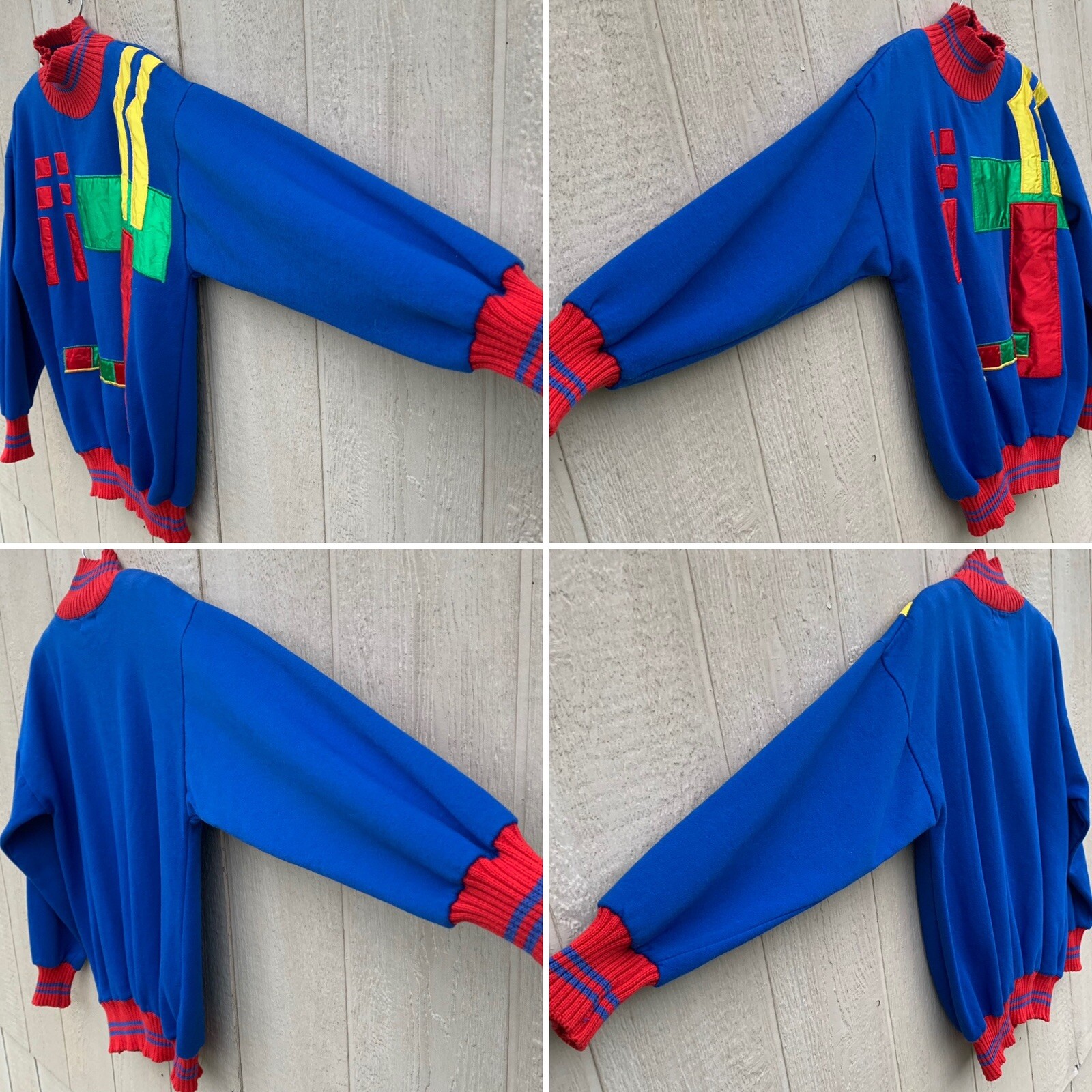 vintage sweashirt with geometric satin primary colors 1980s Boundary Waters L