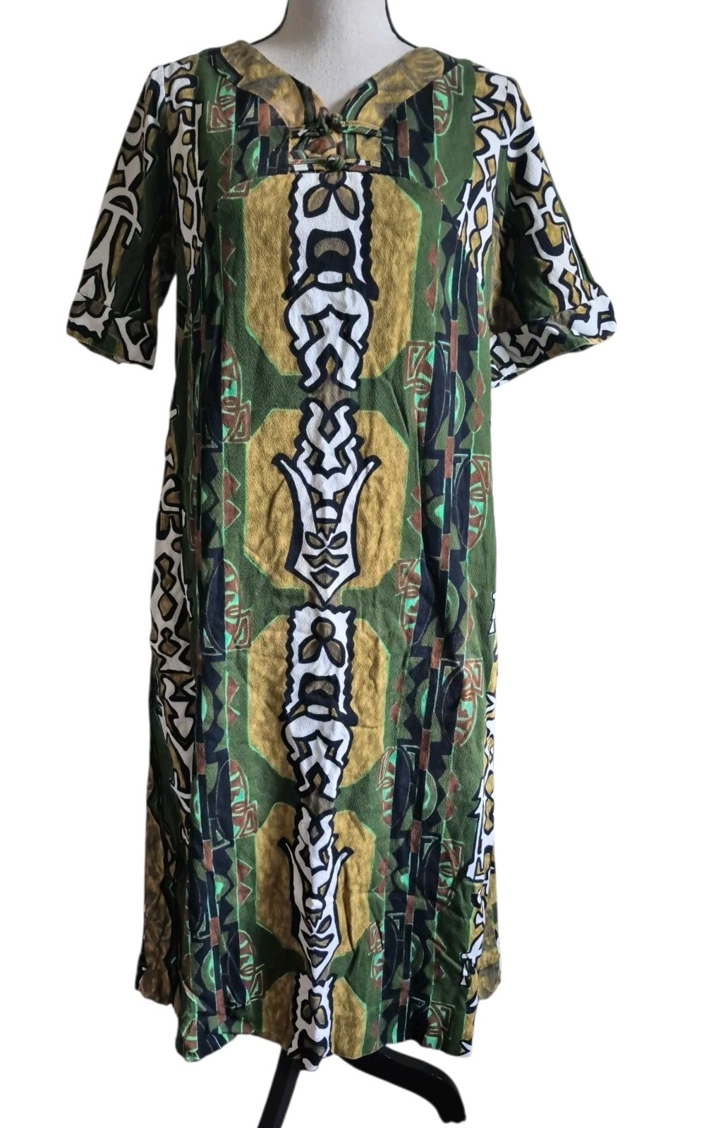 Vintage Reef Hawaii Barkcloth Dress Muumuu Retro 50s 60s Size S/M ? Flaw