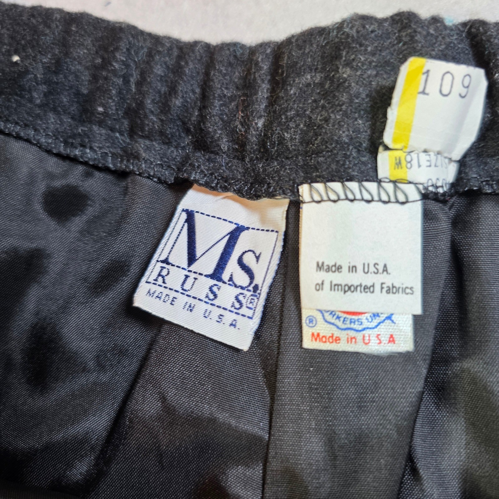 Vintage Ms Russ Charcoal Gray High Waisted Trousers Made in USA Size 18W Retro