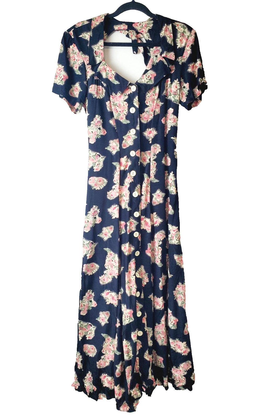 Vintage Karen Alexander 80s Dress Womens 4 Long Maxi 1980s Grunge Black Floral