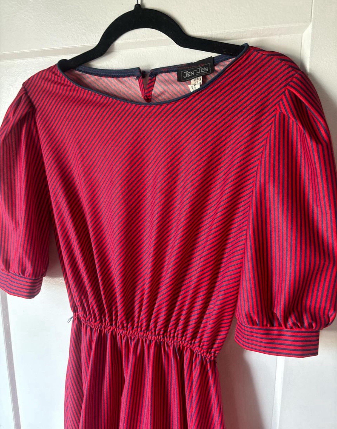 Women’s Vintage 70’s Jen-Jen New York Red and Blue Stripe Hipster Day Dress