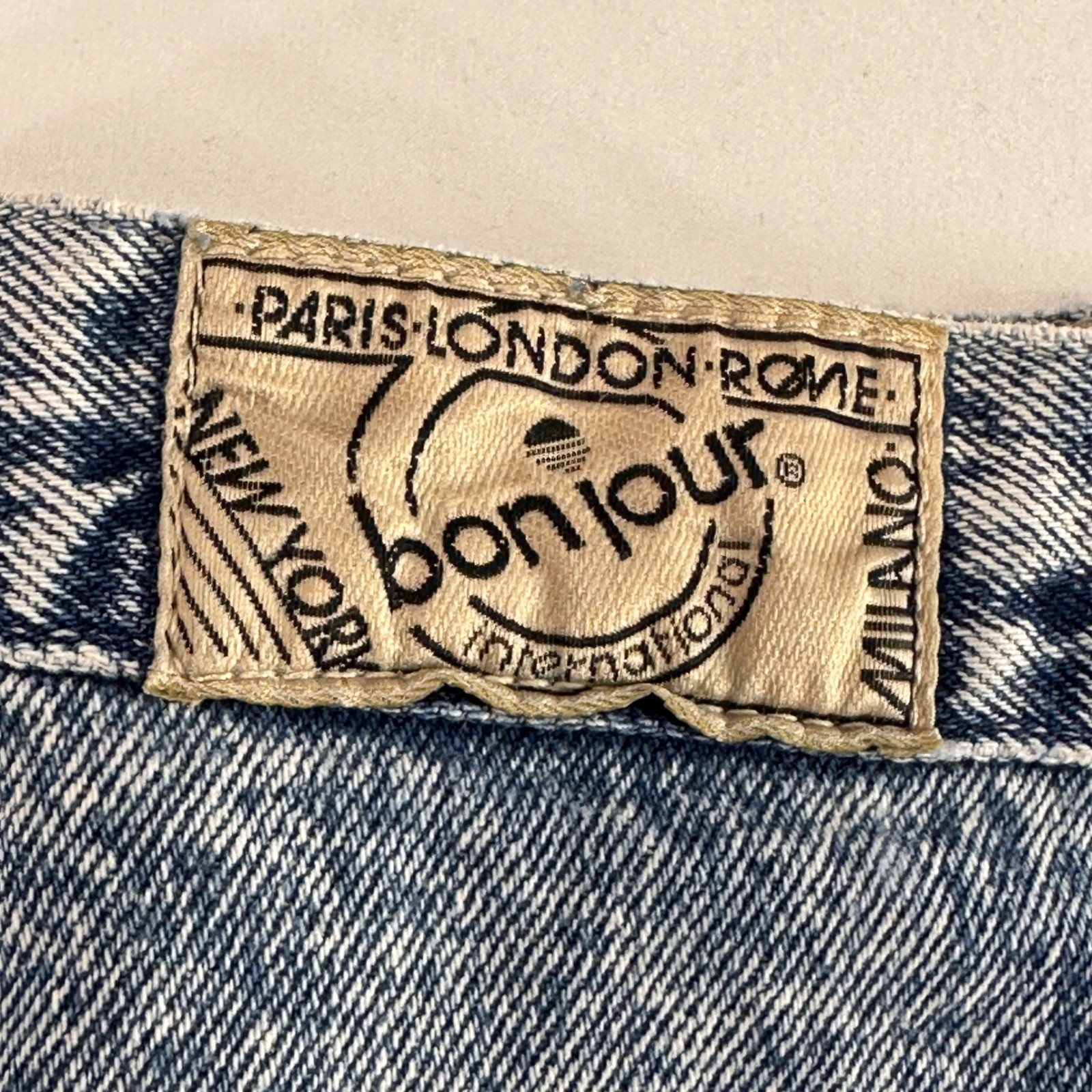 Bonjour Vintage High Waisted Acid Wash Jeans Womens 12 Blue Tapered | Retro 80s