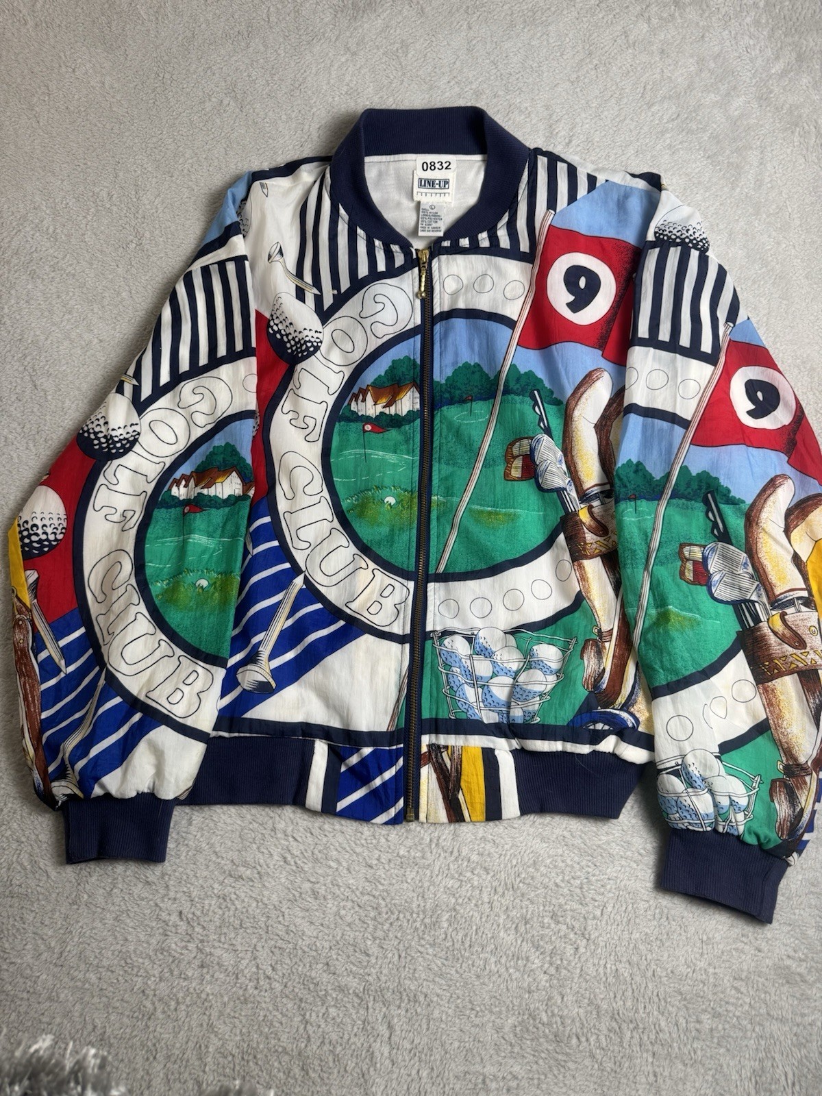 Vintage Line Up Jacket Womens Large Multicolor Golf Club For Sport Full Zip