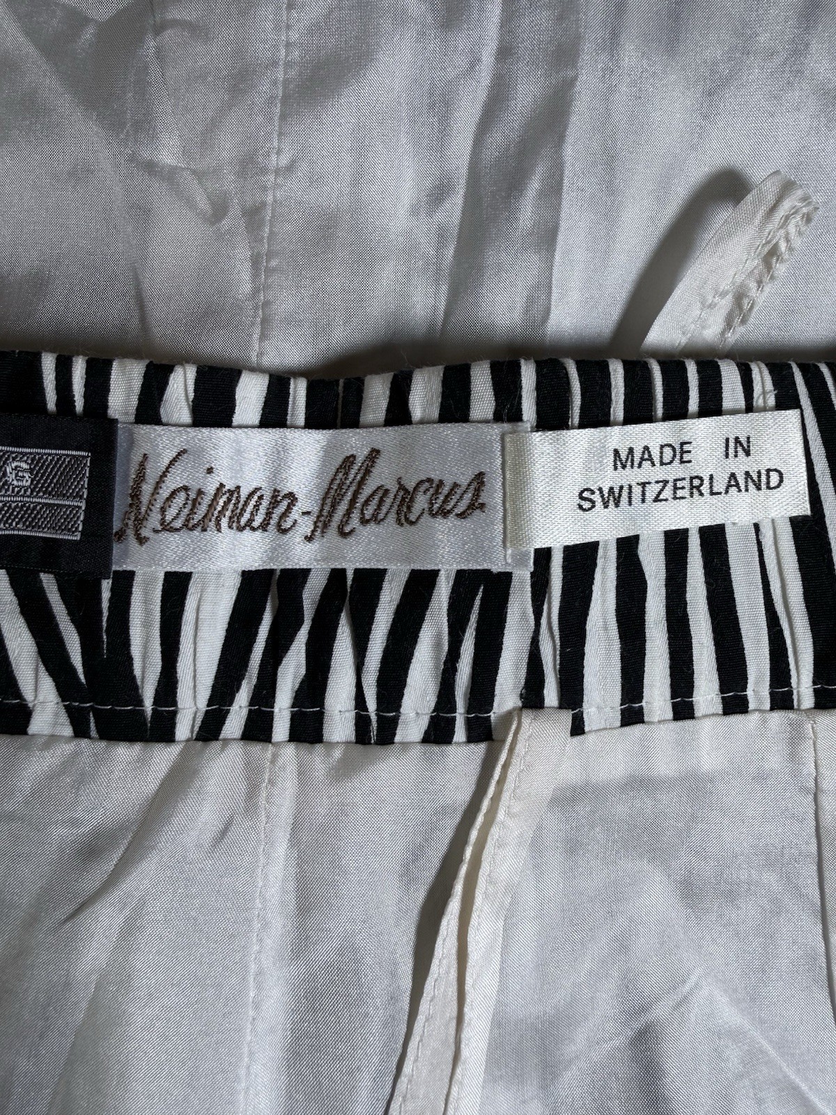 Vintage Bisang Couture Neiman Marcus XS Pencil Skirt Black White Zebra Print