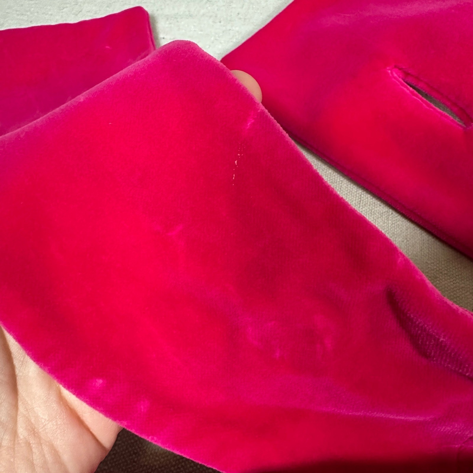 Vintage 60s retro Sport Ease Fashions Hot Pink Velvet Bow Neck swing coat 50s
