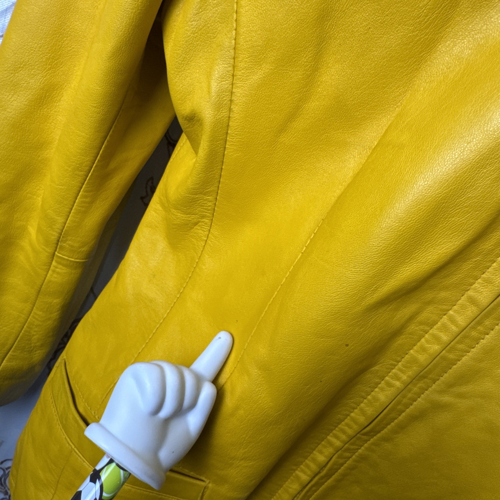 Yellow Lamb Nappa Leather Jacket Evan Davies 6 1980’s Vintage Pre-Owned Pockets