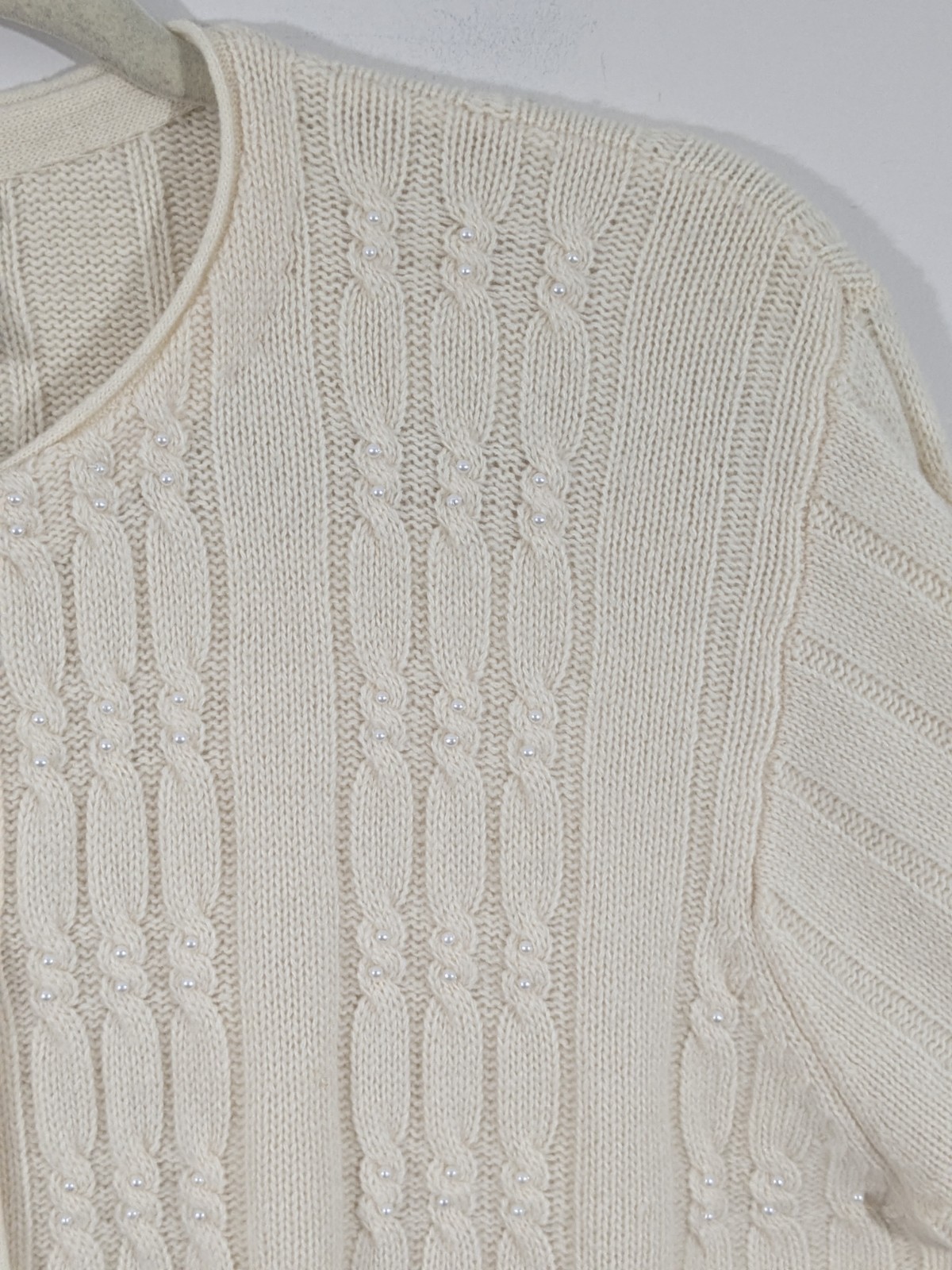 Vintage 80s Lambswool Angora Wool Ivory Cardigan Pearl Buttons Dainty Feminine