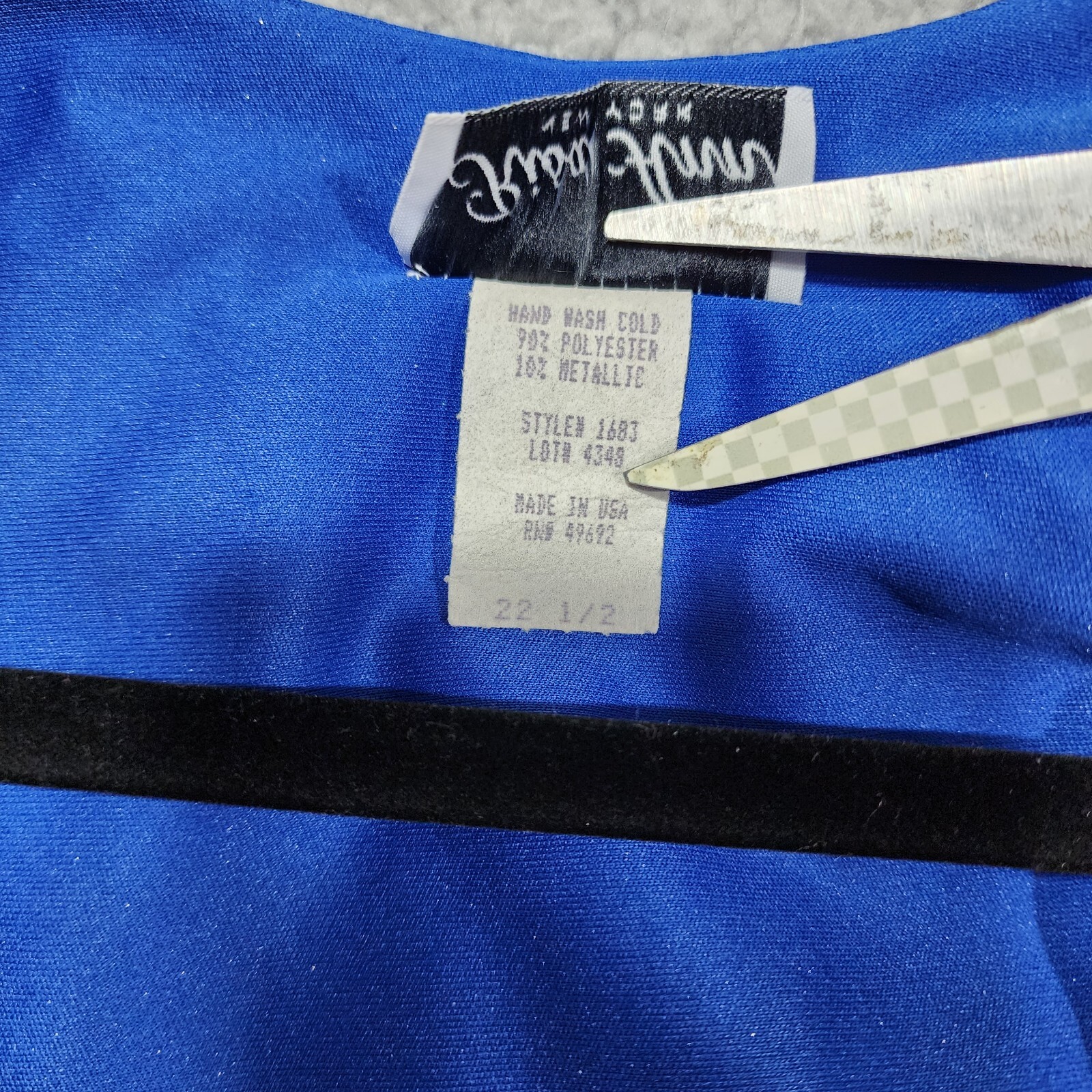 Risa Ann New York Metallic Silver Blue Abstract Overlay Blouse 80’s Plus Size 2X