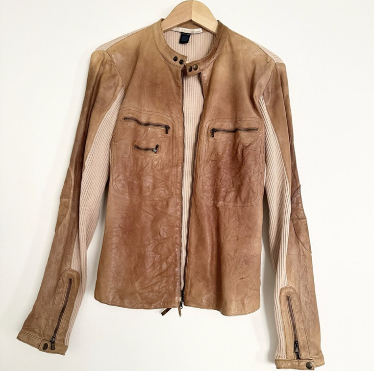 Vintage ROBERTO CAVALLI Lambskin Leather Jacket Y2K Cavalli Class Size 8