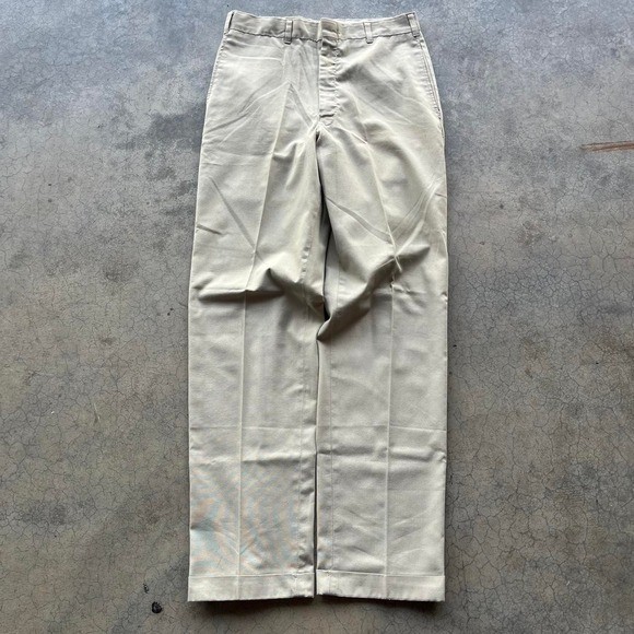 Vintage 70s/80s tan/cream farah trouser pants Talon zipper 27″ waist