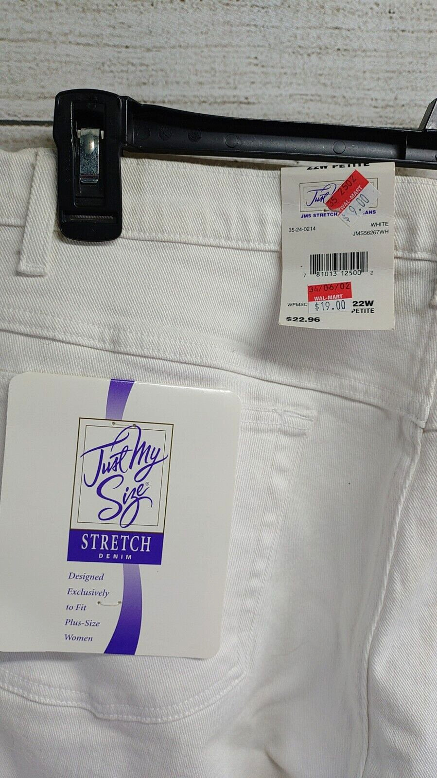 Y2K Just My Size Stretch White Denim Jeans Vintage 2000 Women’s Size 22W/29 NEW