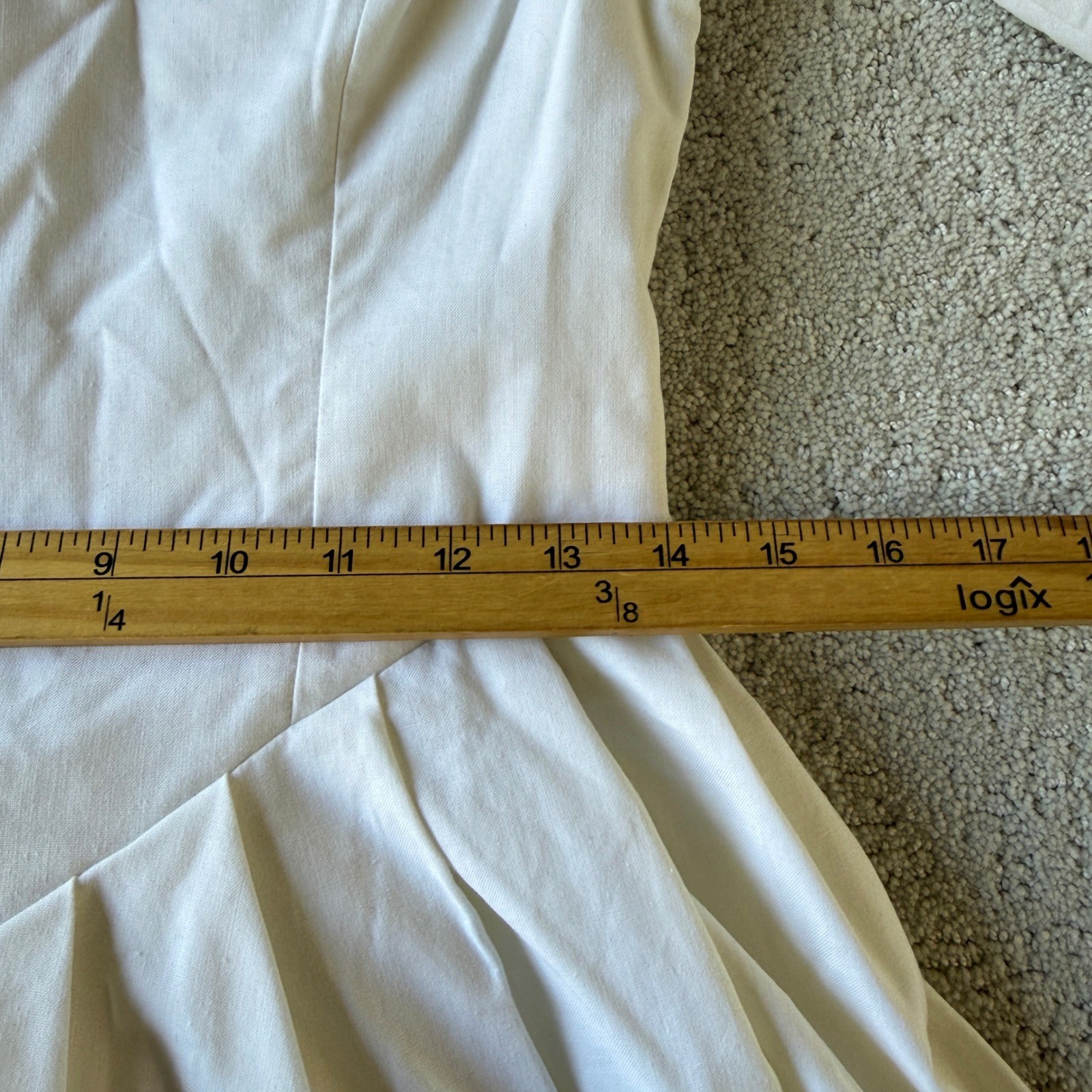 Laura Ashley Dress Womens 10 Cream Vintage 80s Cotton Puff Sleeve Midi V-Neck