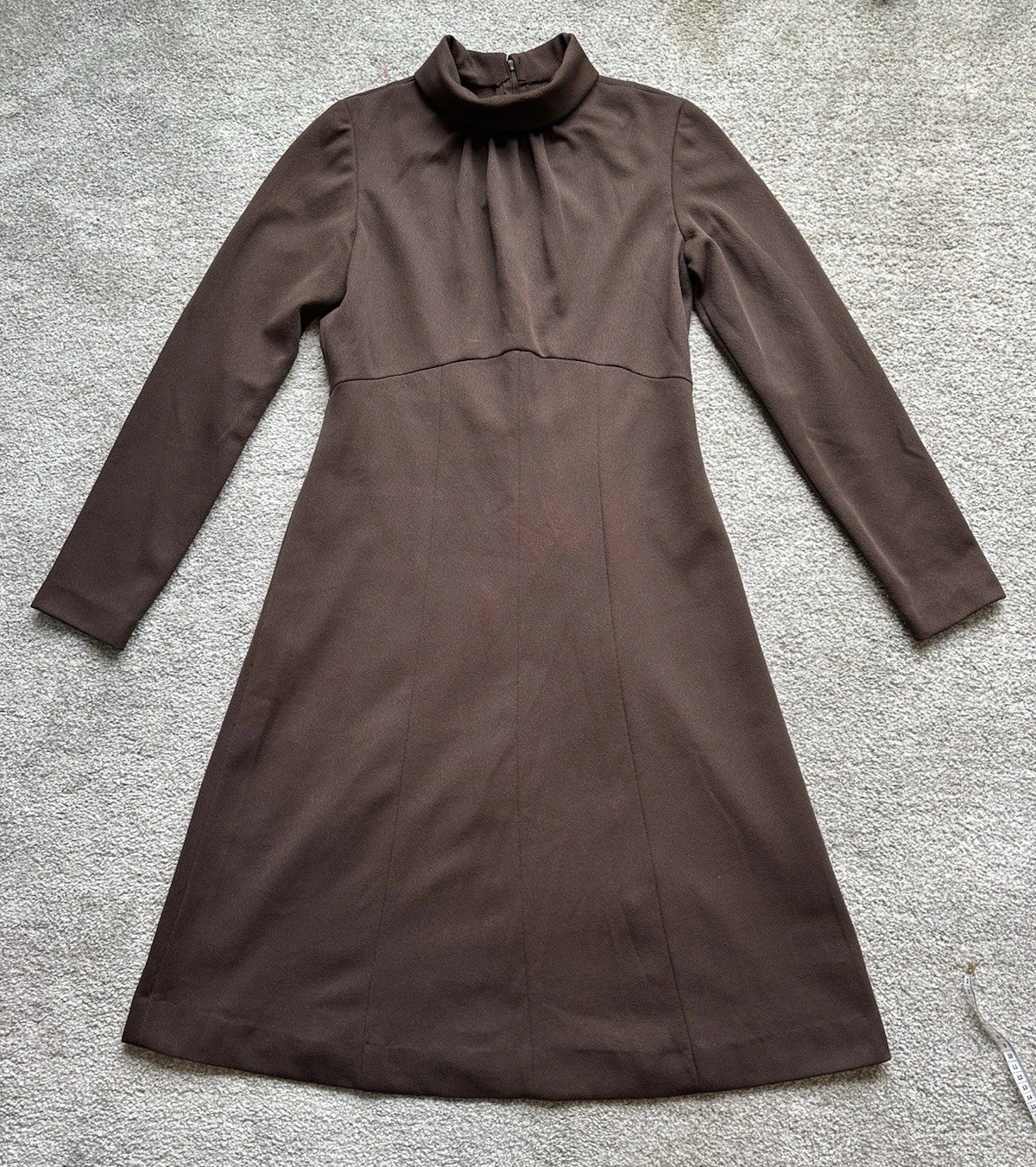Vtg 1960s Lane Bryant Tall Shop Size 14 Modest Mock Turtle Neck LongSleeve Dress