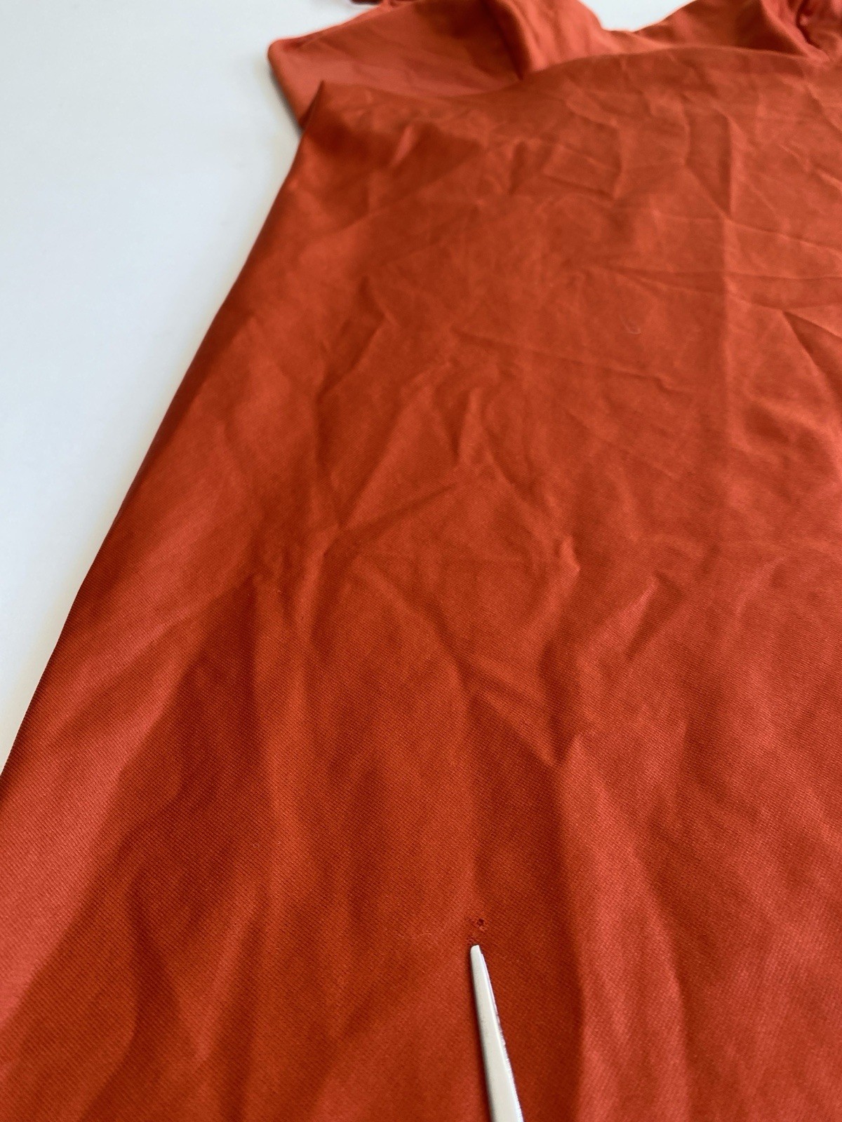 Vintage 70s Vanity Fair 34 S Slip Dress Scalloped Hem Burnt Orange