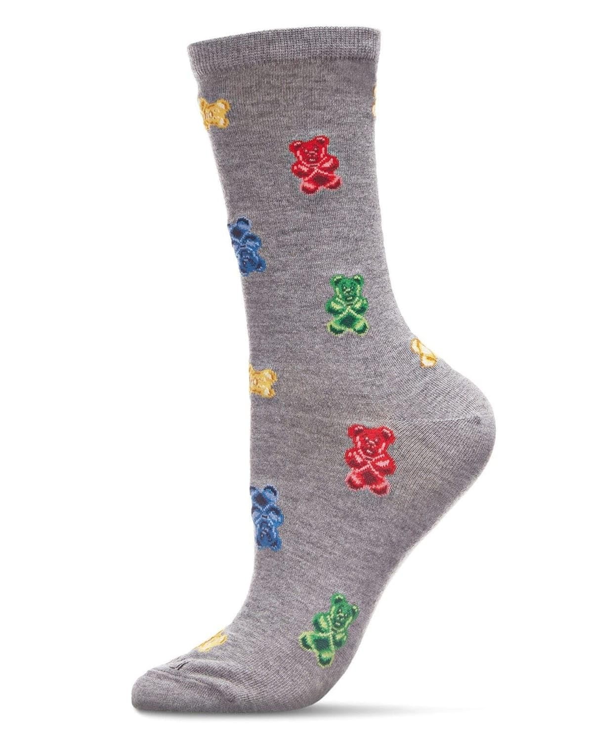 MeMoi Women’s Gummy Bears Rayon Blend Novelty Crew 9-11, Med Gray Heather