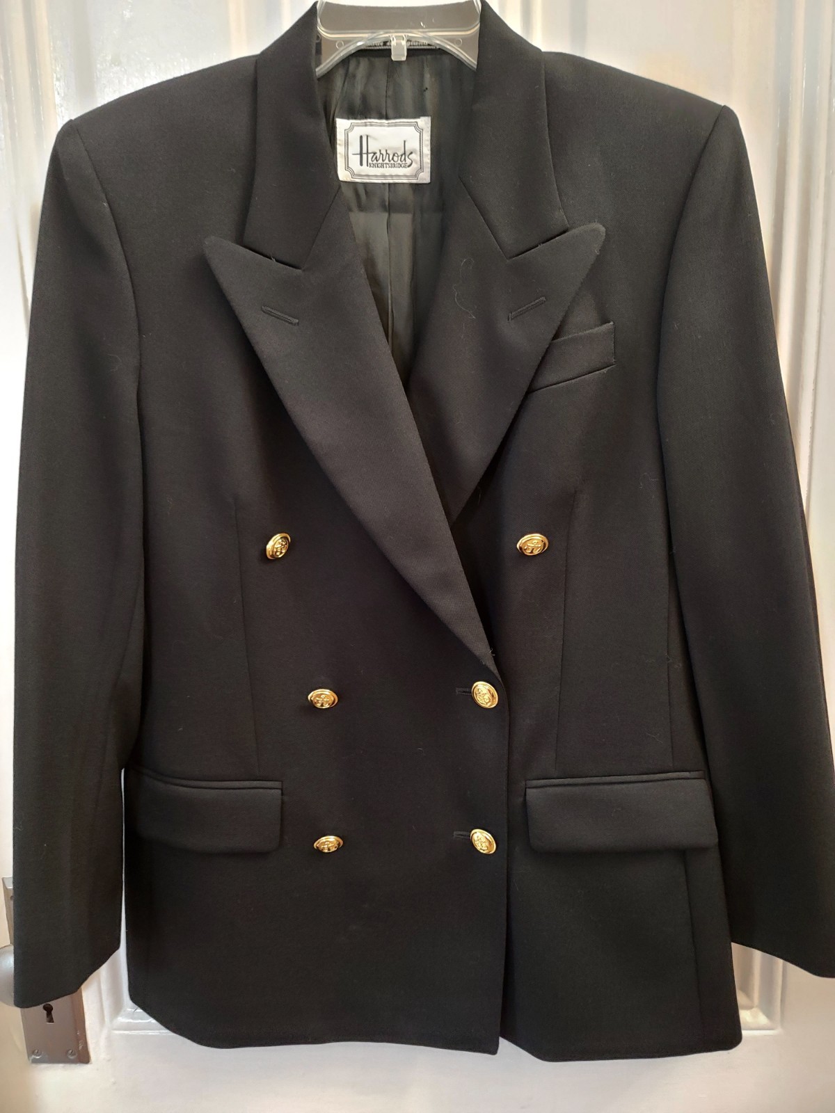 Harrods Knightsbridge Women’s Black Worsted Wool Blazer Size US 8/UK 10 NEW