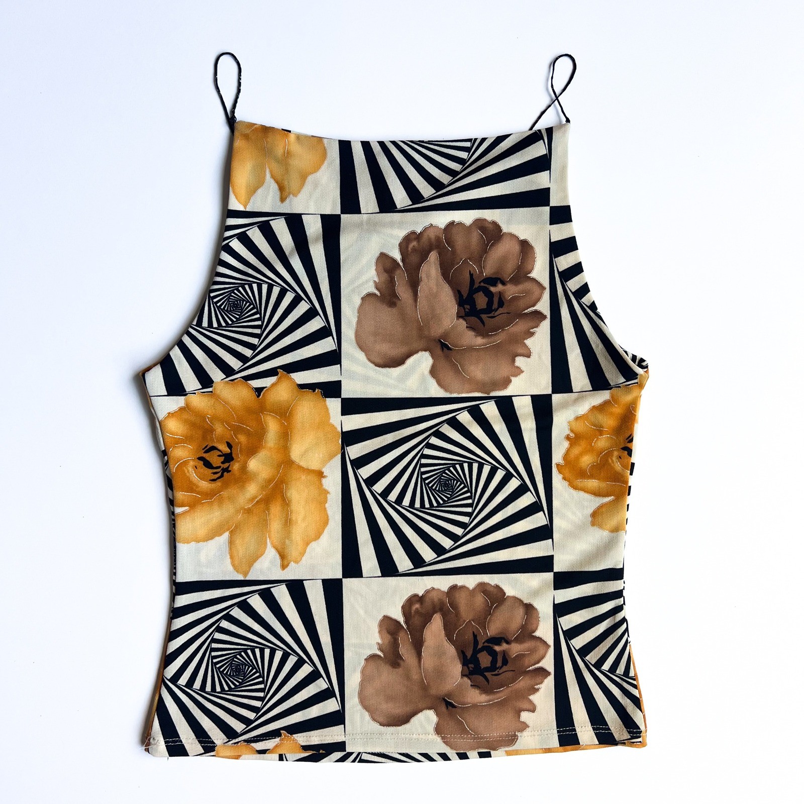90s Via Vai Spaghetti Strap Patterned Top