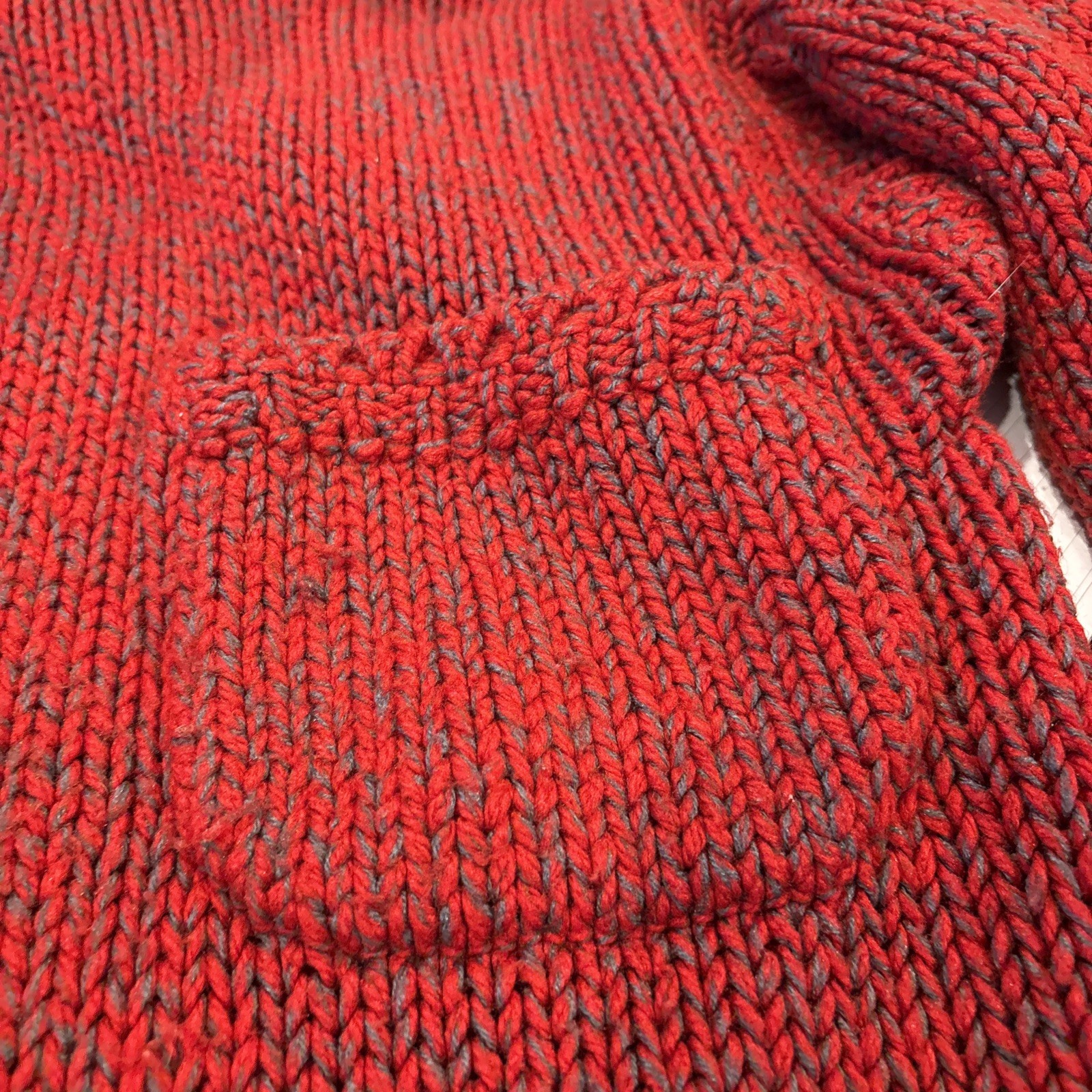 VTG FABE Pullover Sweater Warm Chunky Knit 80’s FASHION Red Gray White S / M *