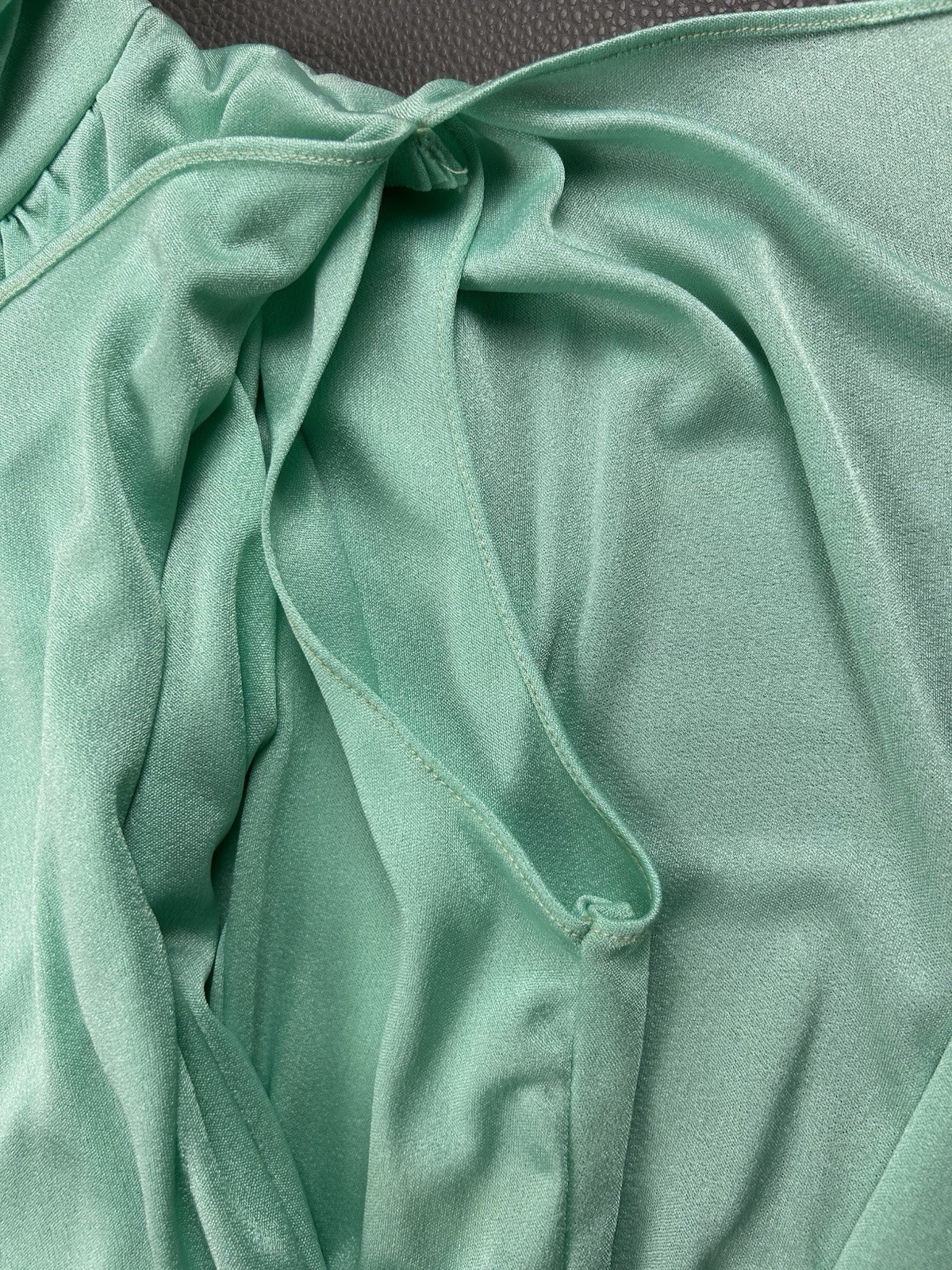 Vintage 1970s Mint Green Dolman Sleeve Maxi Dress Greek Goddess Flowy Size 12