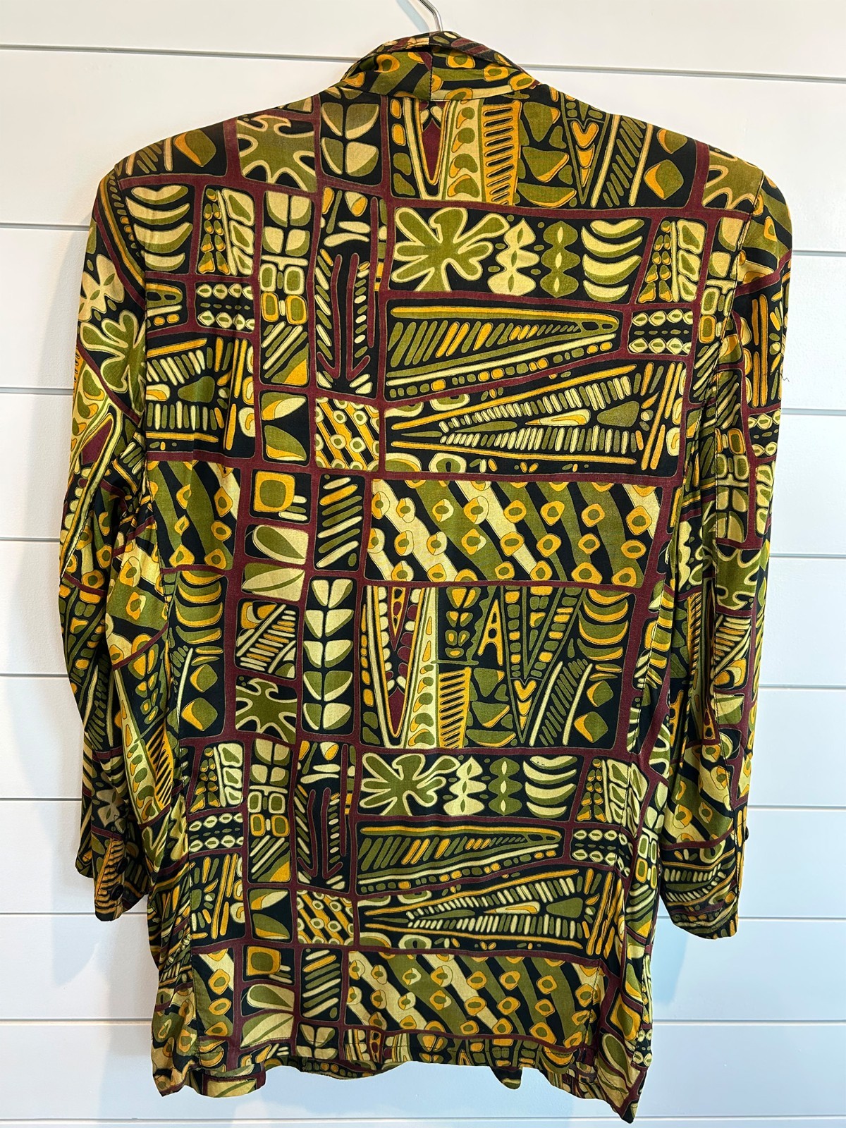 Vintage FRENCH CONNECTION Rayon Blazer M Made in India Abstract Art Print Boho