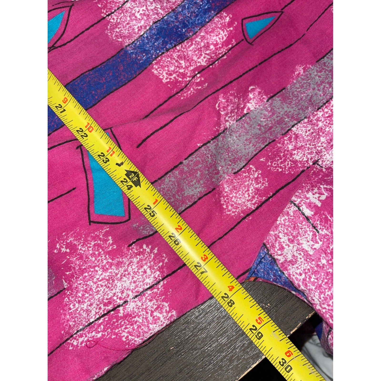 California Connection Inc Wmns 42 Pink Shirt 80s Geometric Abstract Print Vntg