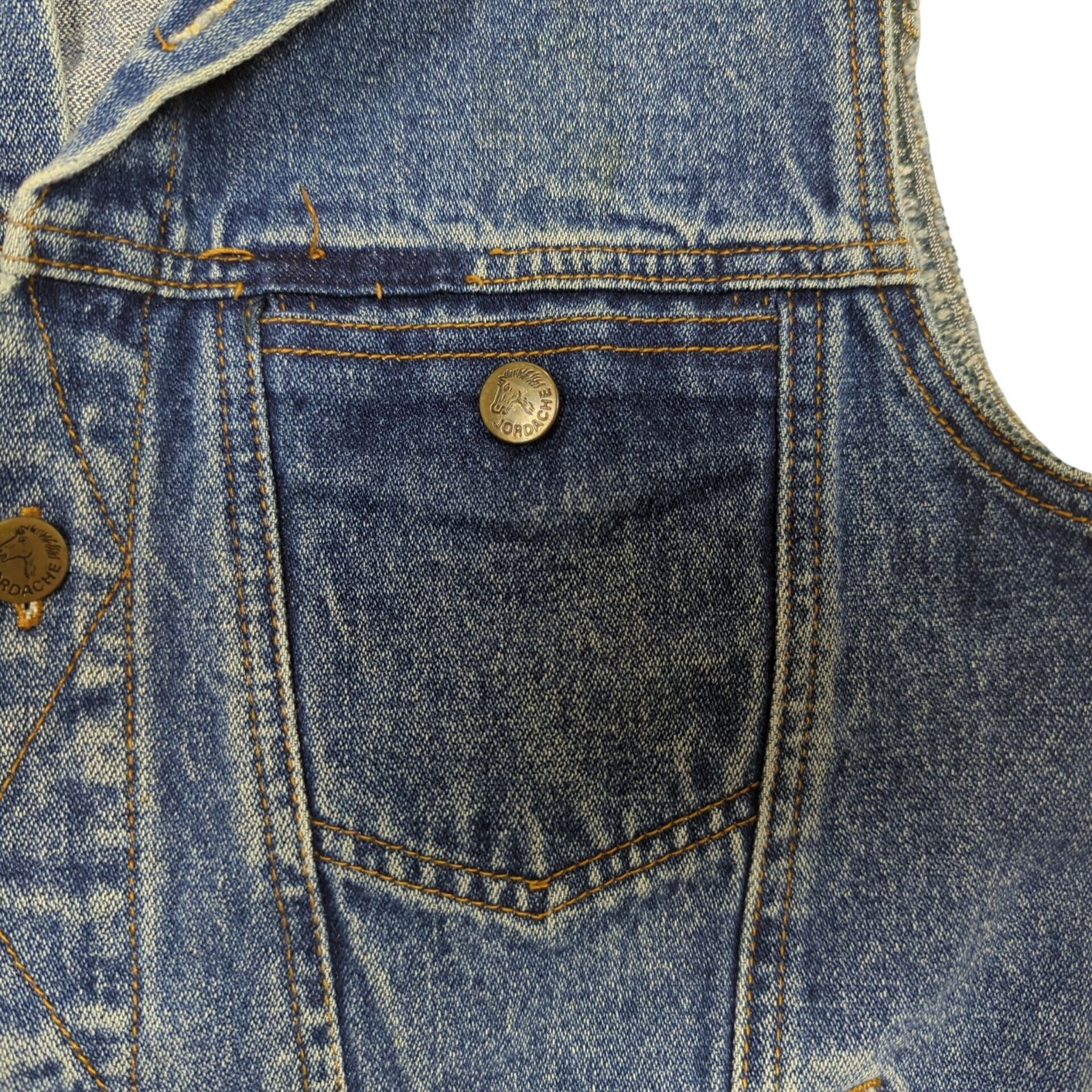 Vintage Jordache Denim Sleeveless Jacket Vest Pockets Button Front 1980’s