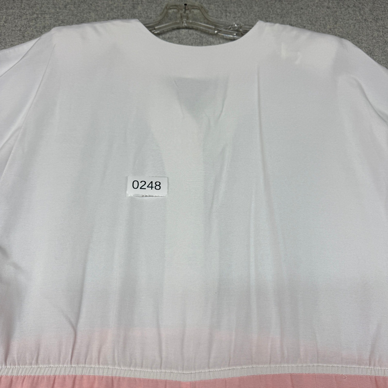 Von Bramlett Vintage Dress Size 16 Average White Peach Pink Pearl Button Midi US