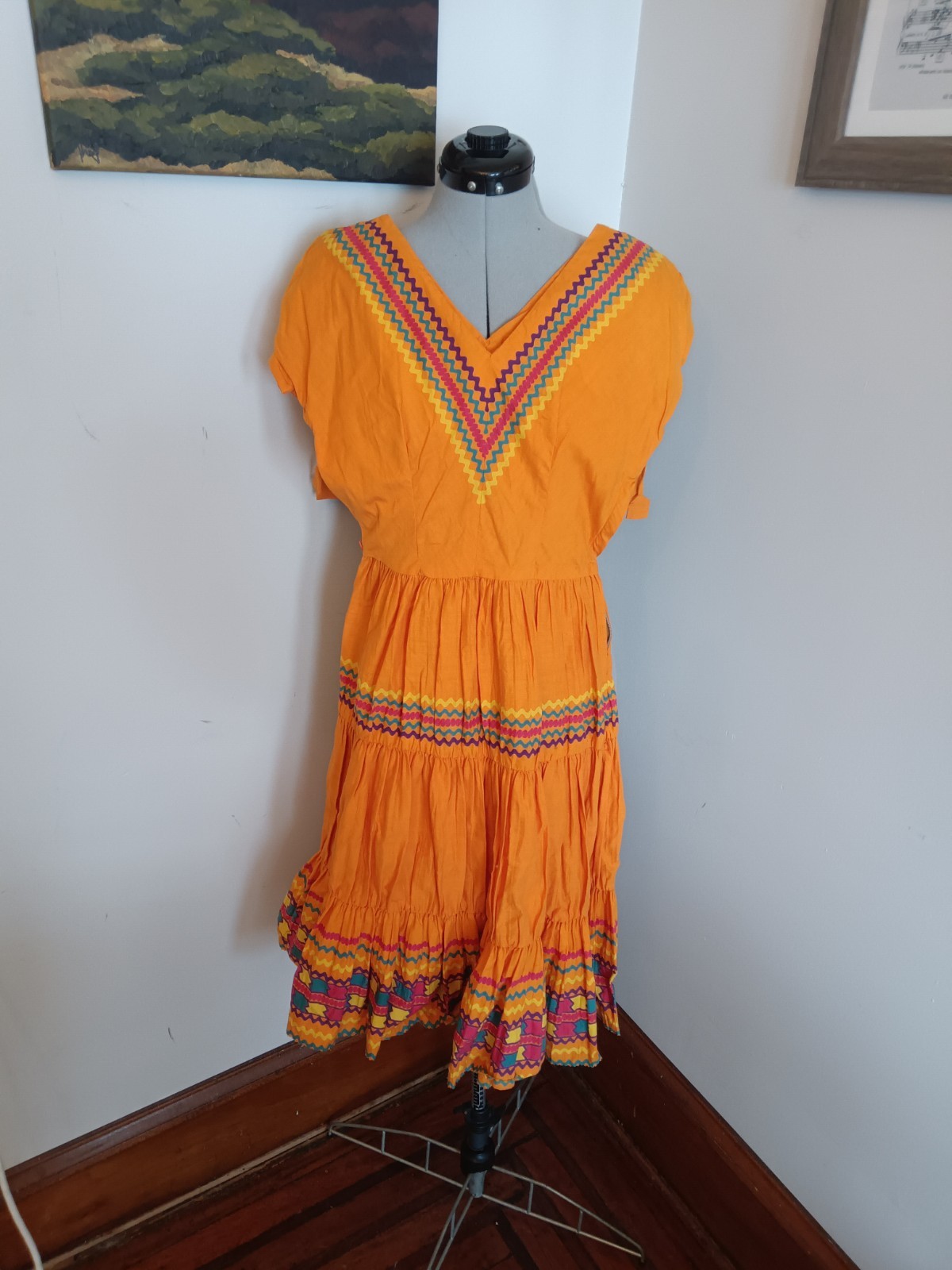 Vintage 1950s Sun Dress, Patio Western Togs Style New Look Dress Rockabilly xs