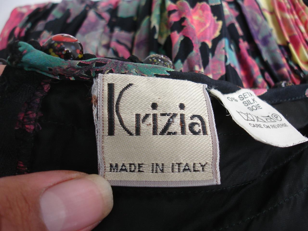 Women’s XS S sz 42 Vtg 1980’s Krizia Italy Mini Dress 100% Silk Ruched Pleated