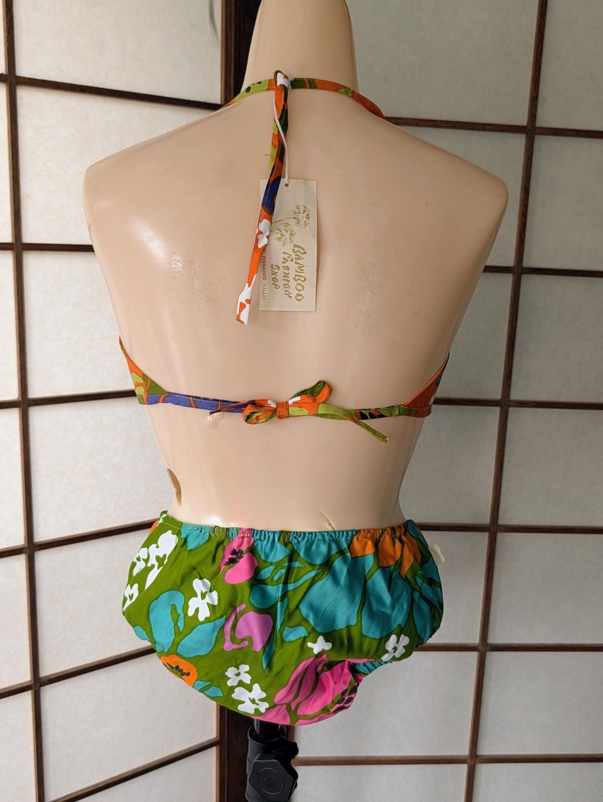 Vtg 60s Hawaiian Fashions by Zacuto Bamboo Fashion Shop Bikini NOS Exotic Print