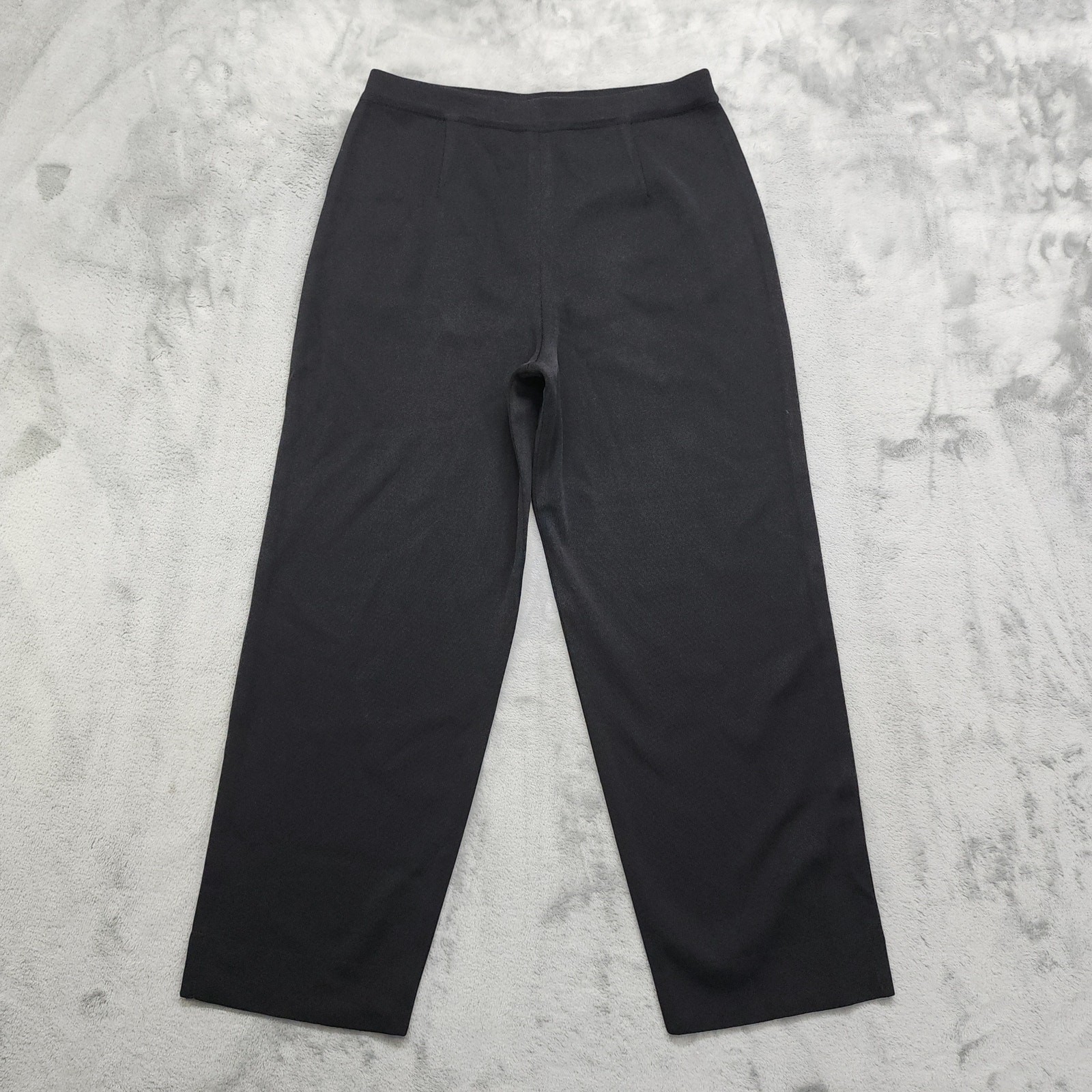Vintage 80s Misook Pants Womens M Black Pull On Stretch Acrylic Knit Straight