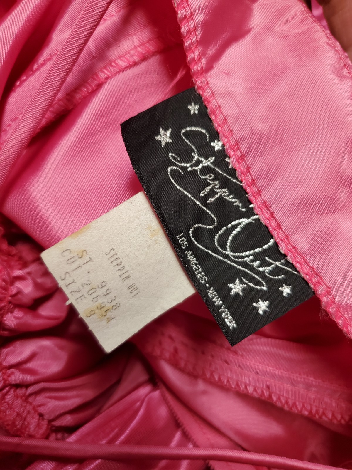 ✨Vtg 80s Pink Prom Dress Sz XS CRINOLINE boning Ruffle Pixie Hankie Hem Wicked